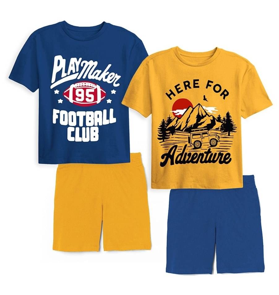     			COTTBRAY Pack of 2 Baby Boys Cotton T-Shirt & Shorts Set ( Wine,Navy Blue )