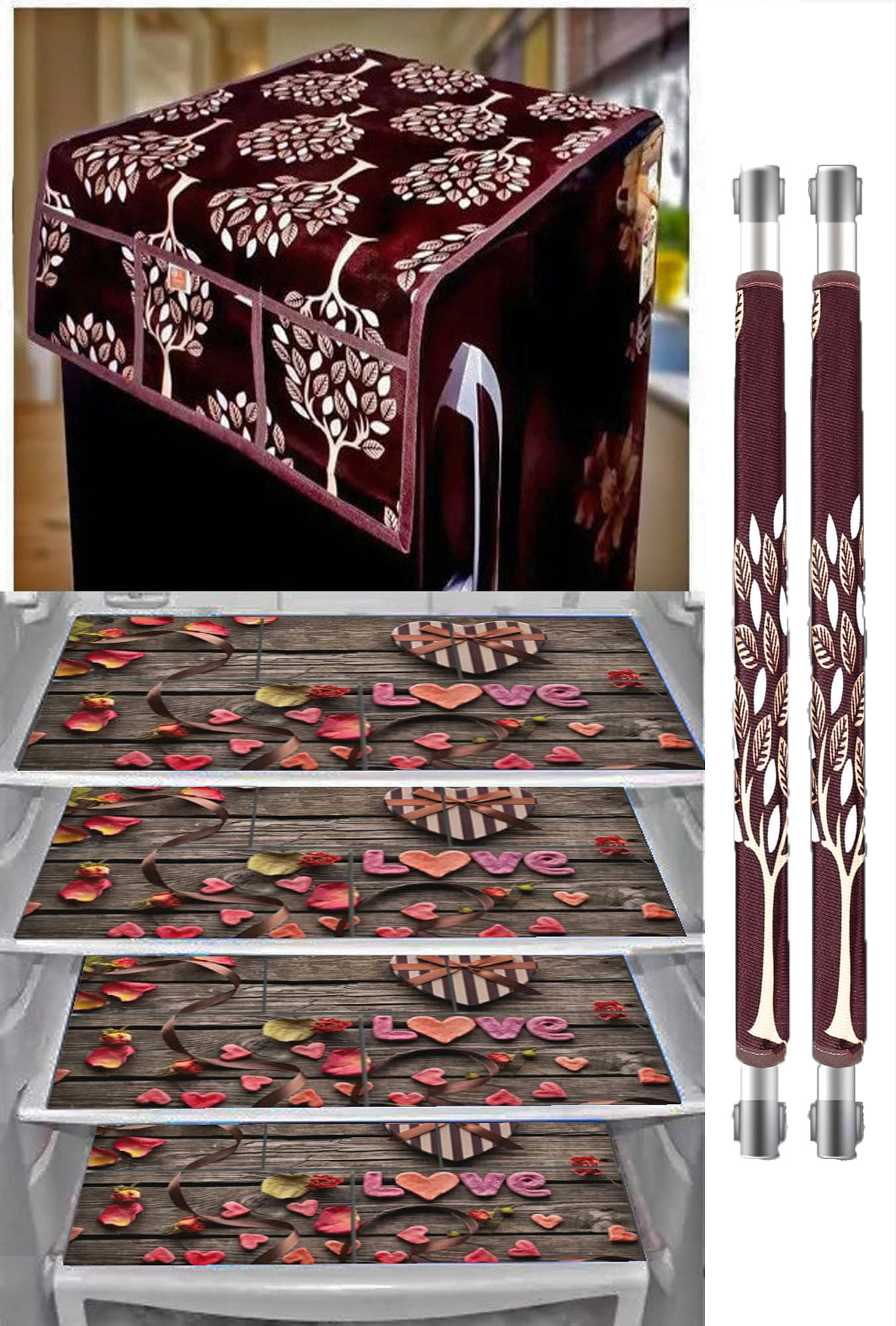    			Crosmo Knitting Nature Fridge Mat & Cover ( 53 99 ) Pack of 7 - Brown