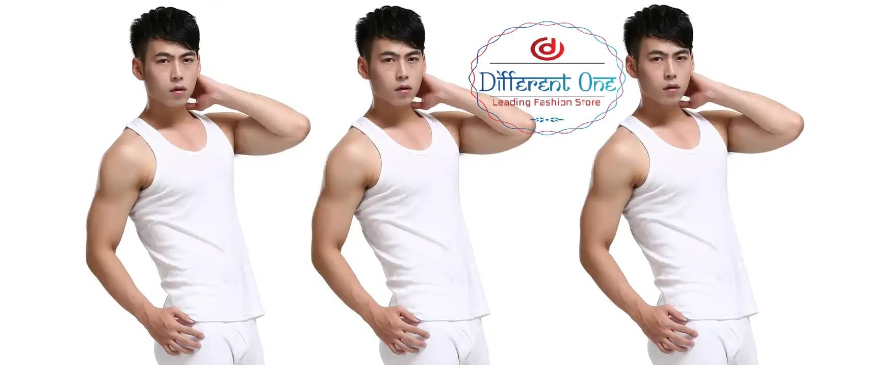     			D1 DIFFERENT ONE Pack of 3 Cotton Basic Vest For Men ( White )