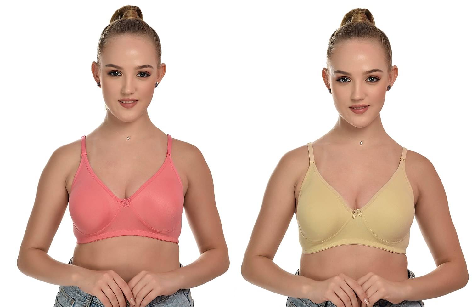     			Desiprime Pack of 2 Cotton Non Padded Everyday Bra For Women ( Multicolor )
