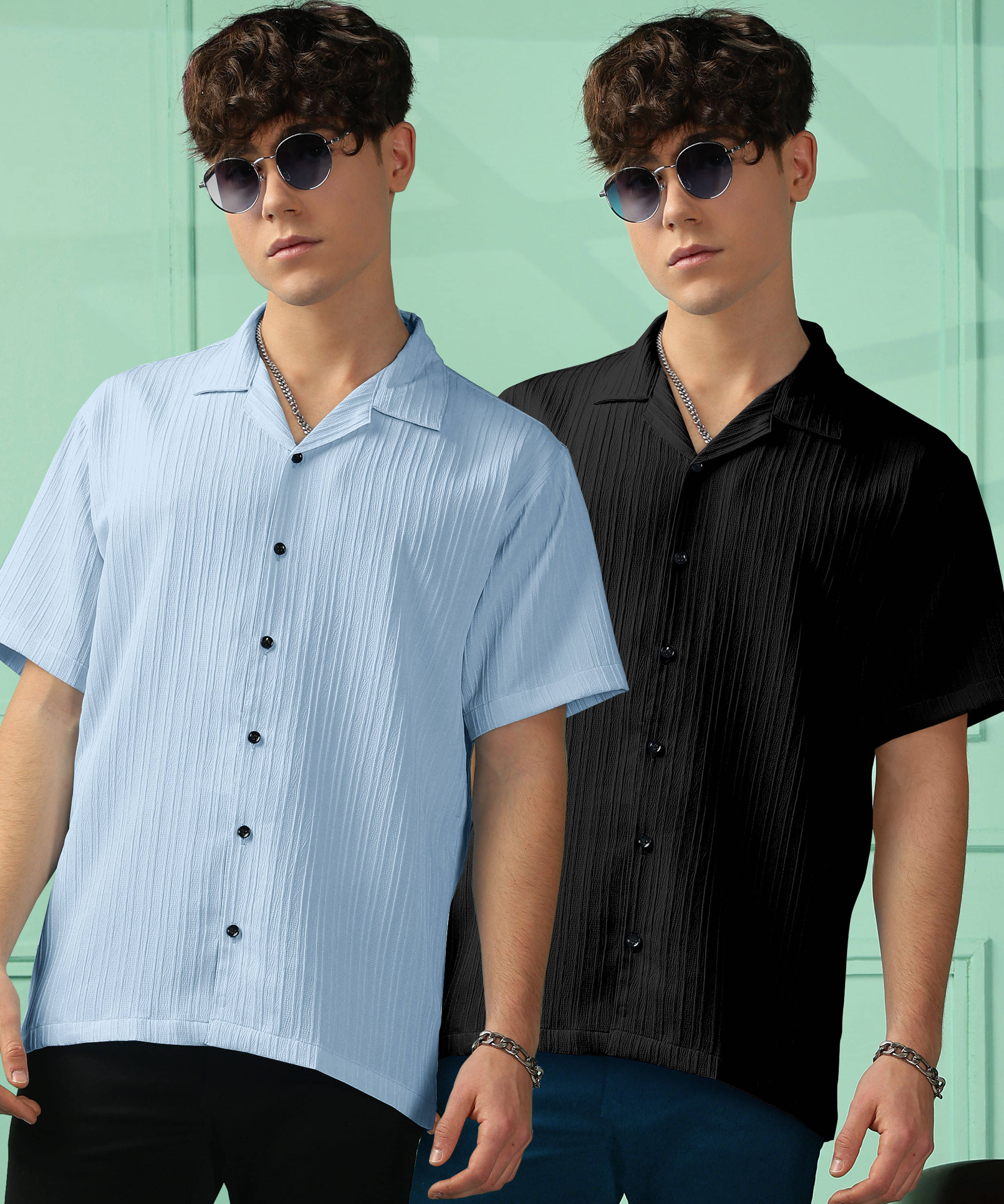     			FOXTER Polyester Regular Fit Solids Half Sleeves Men's Casual Shirt - Black ( Pack of 1 )