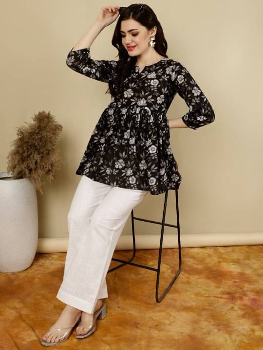 Kbz Women's Cotton Regular Top ( Black ) Kbz Women's Cotton Regular Top ( Black )