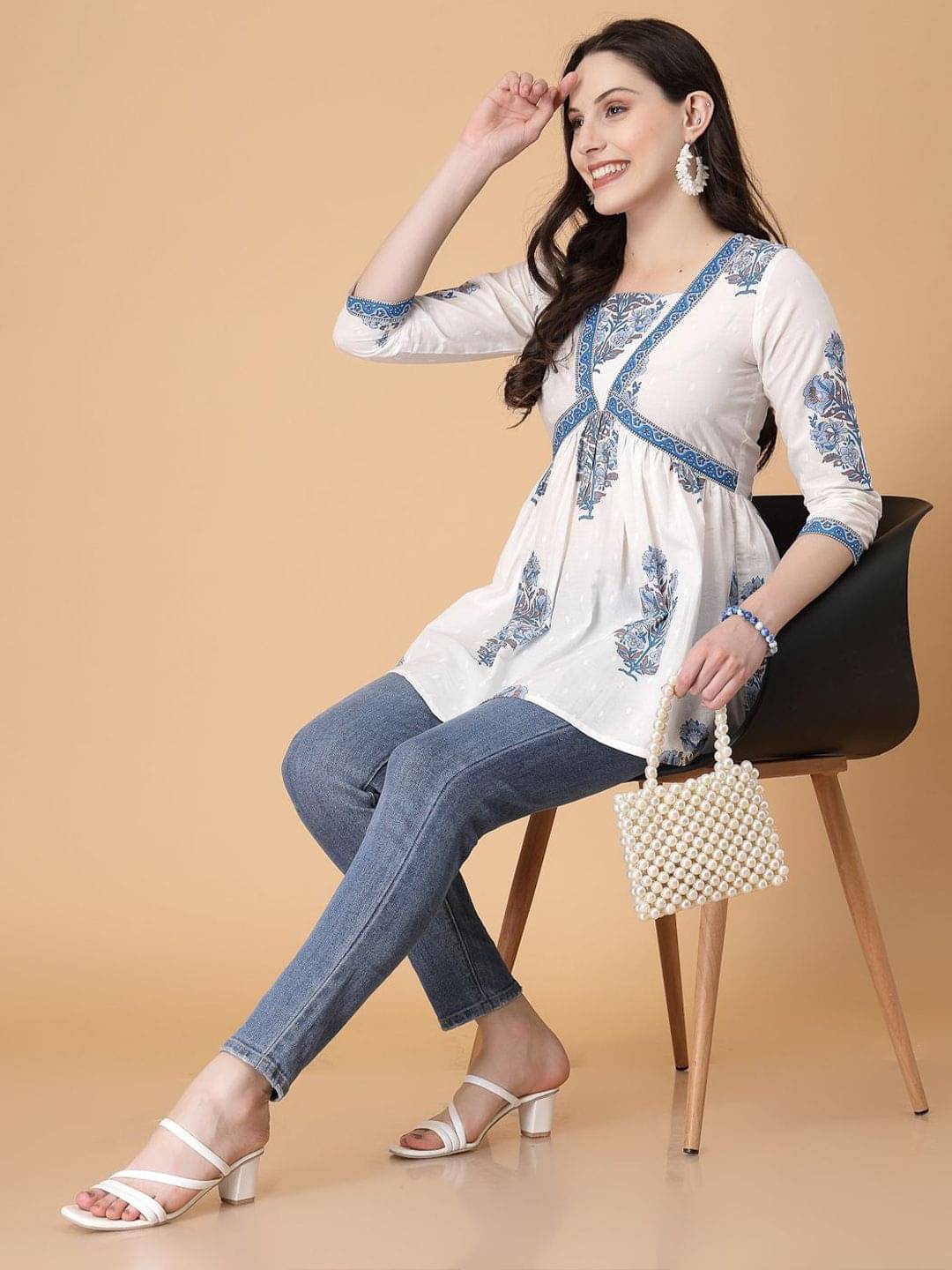 Kbz Women's Cotton Regular Top ( White ) Kbz Women's Cotton Regular Top ( White )