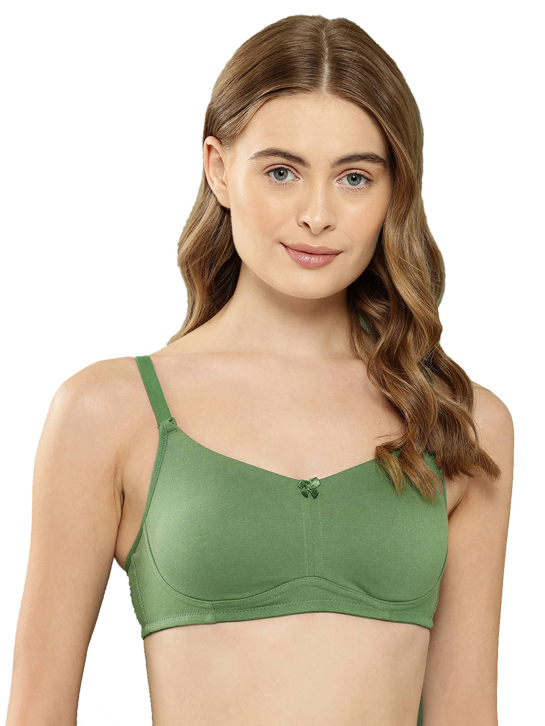     			Leading Lady Pack of 1 Cotton Non Padded T-Shirt Bra For Women ( Green )