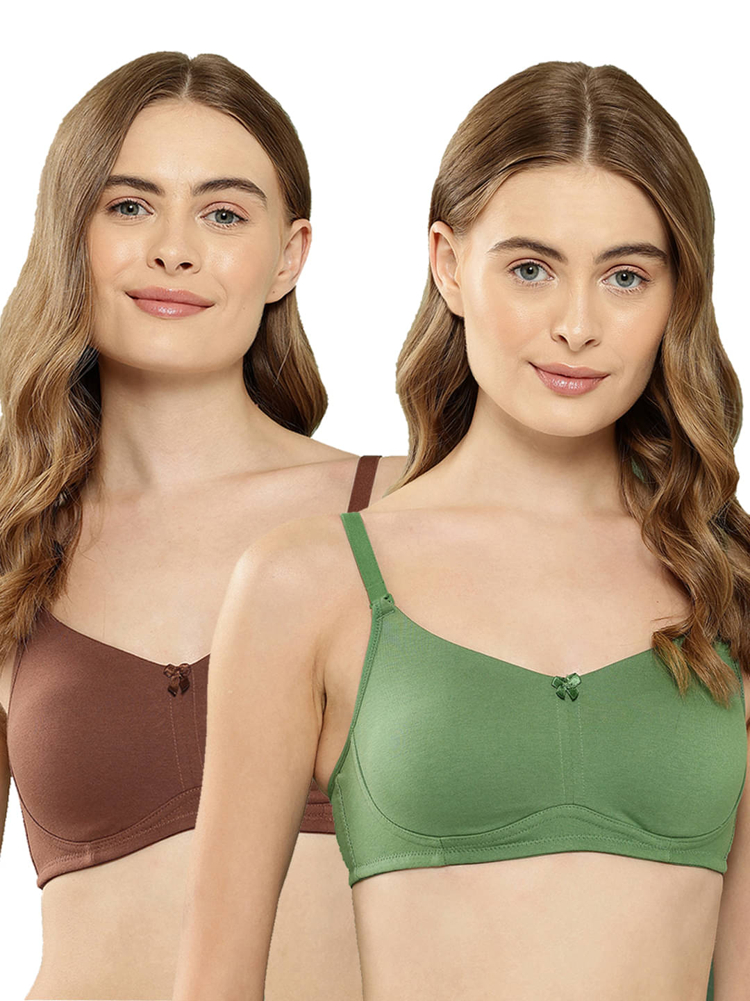 Leading Lady Pack of 2 Cotton Non Padded T-Shirt Bra For Women ( Brown )     			Leading Lady Pack of 2 Cotton Non Padded T-Shirt Bra For Women ( Brown )