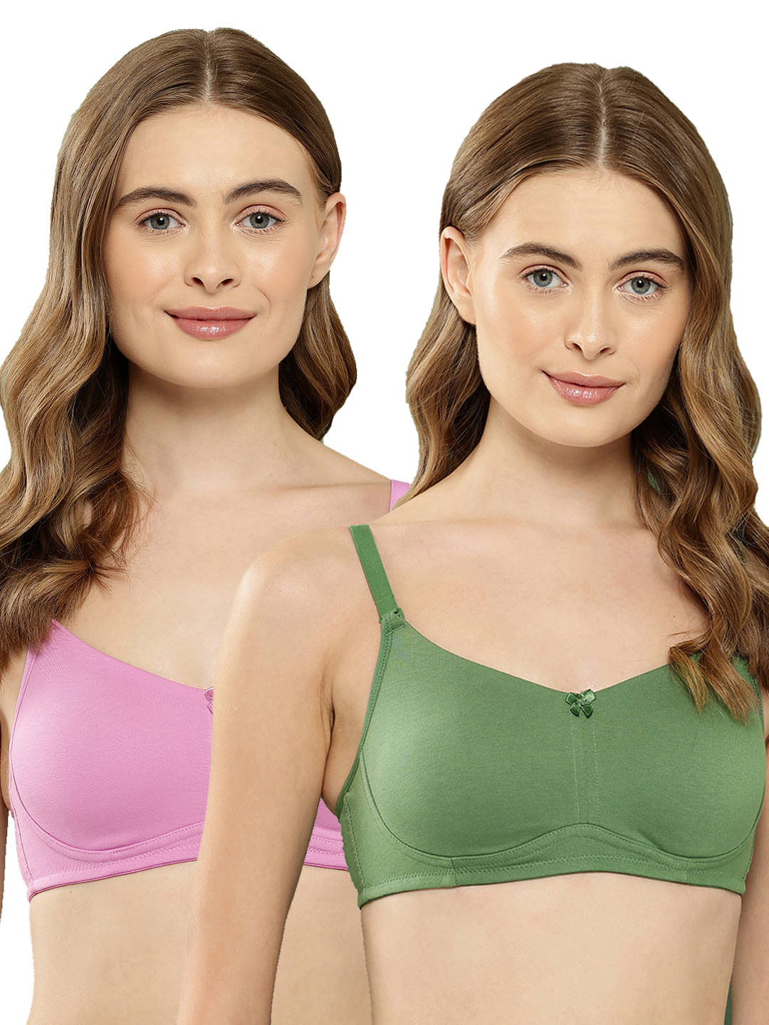     			Leading Lady Pack of 2 Cotton Non Padded T-Shirt Bra For Women ( Pink )