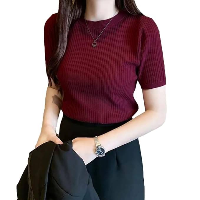 Louis Craft Women's Linen Regular Top ( Maroon ) Louis Craft Women's Linen Regular Top ( Maroon )