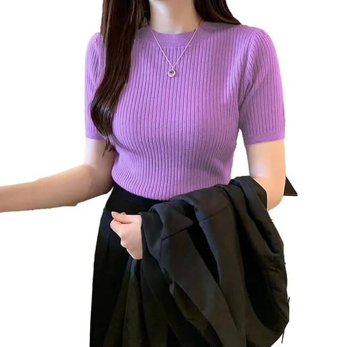 Louis Craft Women's Linen Regular Top ( Purple ) Louis Craft Women's Linen Regular Top ( Purple )