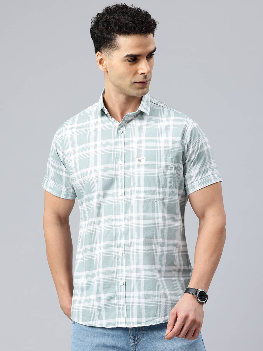 MAJESTIC MAN 100% Cotton Slim Fit Checks Half Sleeves Men's Casual Shirt - Lime Green ( Pack of 1 ) MAJESTIC MAN 100% Cotton Slim Fit Checks Half Sleeves Men's Casual Shirt - Lime Green ( Pack of 1 )