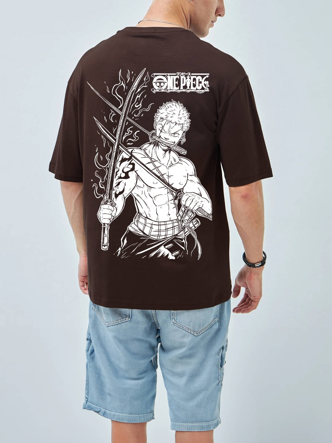     			MANLINO Men Cotton Blend Oversized Fit Printed T-Shirt ( Brown )