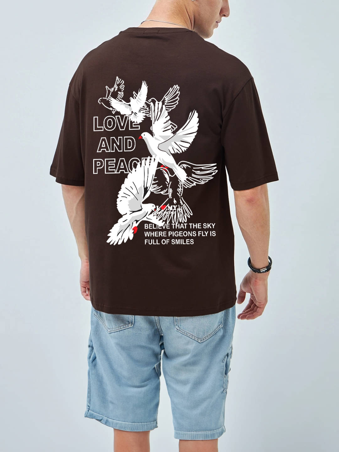 MANLINO Men Cotton Blend Oversized Fit Printed T-Shirt ( Brown ) MANLINO Men Cotton Blend Oversized Fit Printed T-Shirt ( Brown )