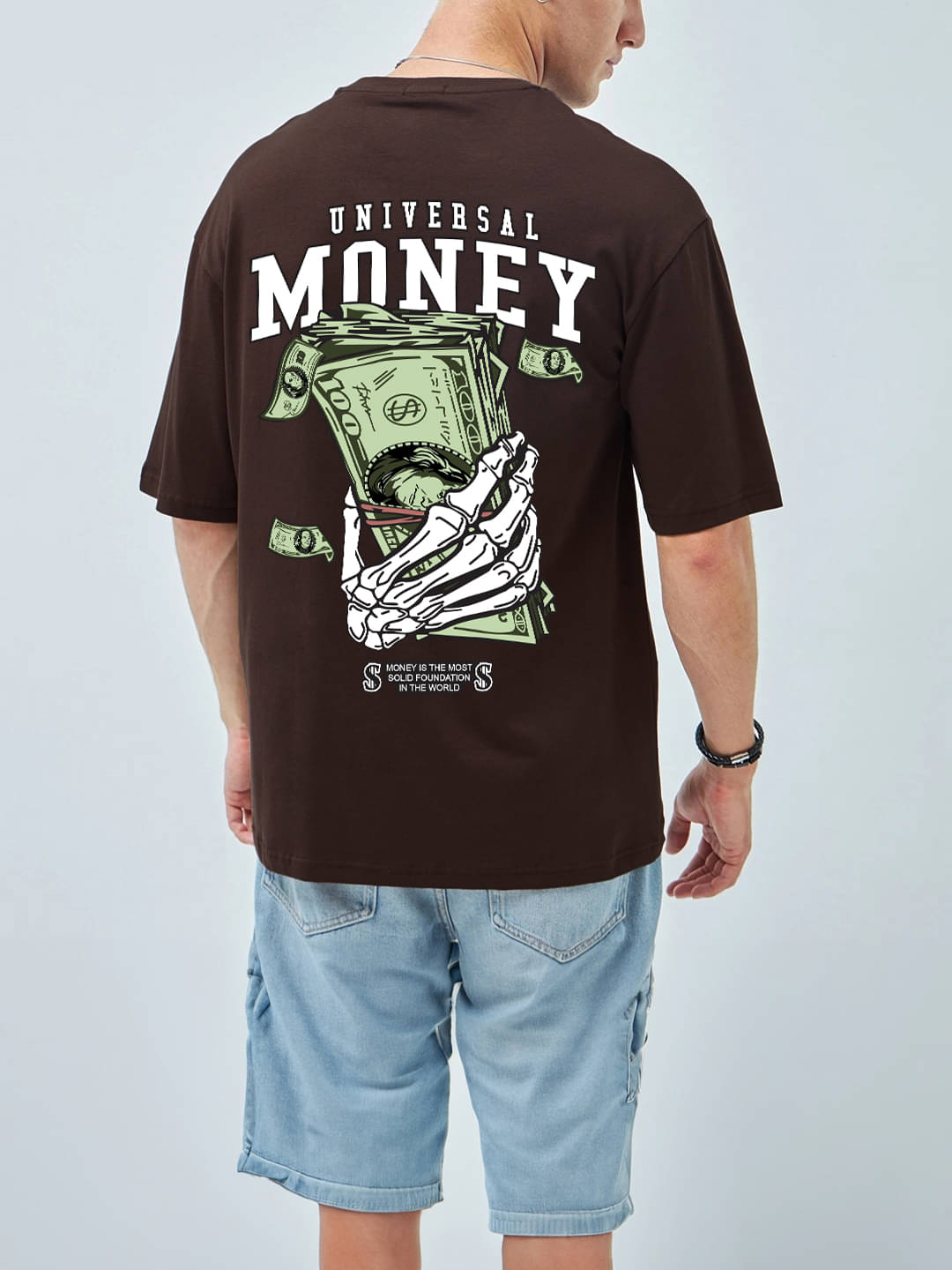 MANLINO Men Cotton Blend Oversized Fit Printed T-Shirt ( Brown ) MANLINO Men Cotton Blend Oversized Fit Printed T-Shirt ( Brown )