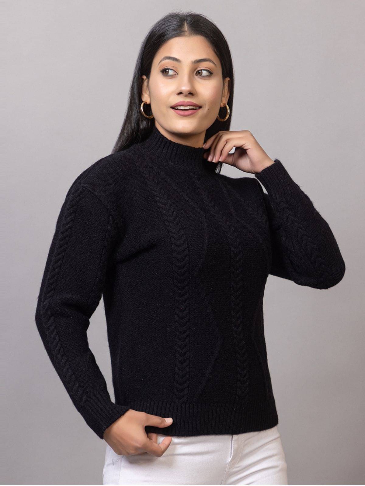 MISDYNAMIC Acrylic Round Neck Women's Pullovers - Black ( Single ) MISDYNAMIC Acrylic Round Neck Women's Pullovers - Black ( Single )