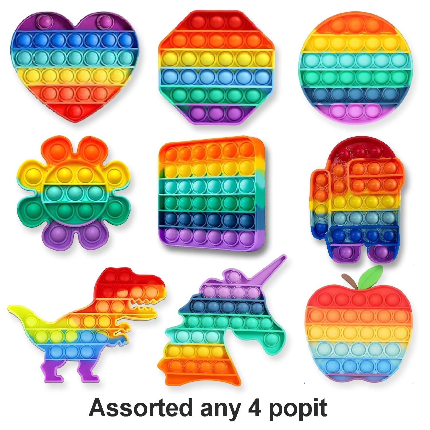     			Pop it Toy, Pop It Fidget Toy Set popit Game Stress Relief for Adults, pop its pop it Set Gifts for Girls, Boys, Kids Adults, Poppet for Kids, pop up poppits Toy (Assorted Color and Any 4 Shape  Pop up Toys)