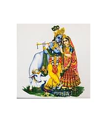 SHOP BY ROOM Ceramic God Shri Krishna and Radha Tiles for Home Entrance, Temple, Office - 6 x 6 Inch, Multi-coloured
