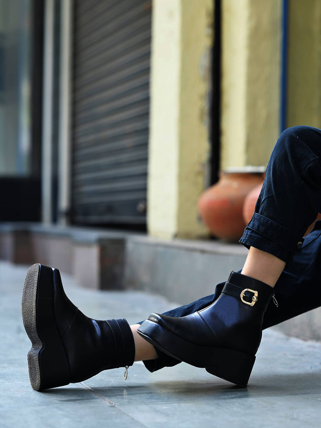 Stylestry Black Women's Ankle Length Boots Stylestry Black Women's Ankle Length Boots