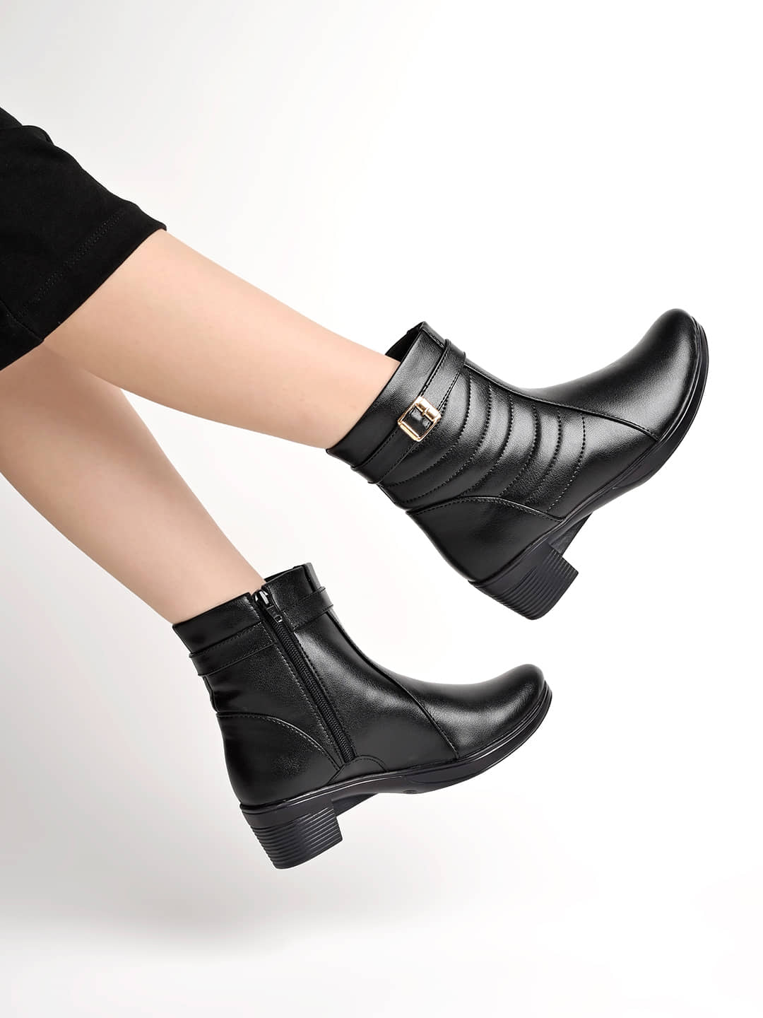 Stylestry Black Women's Ankle Length Boots