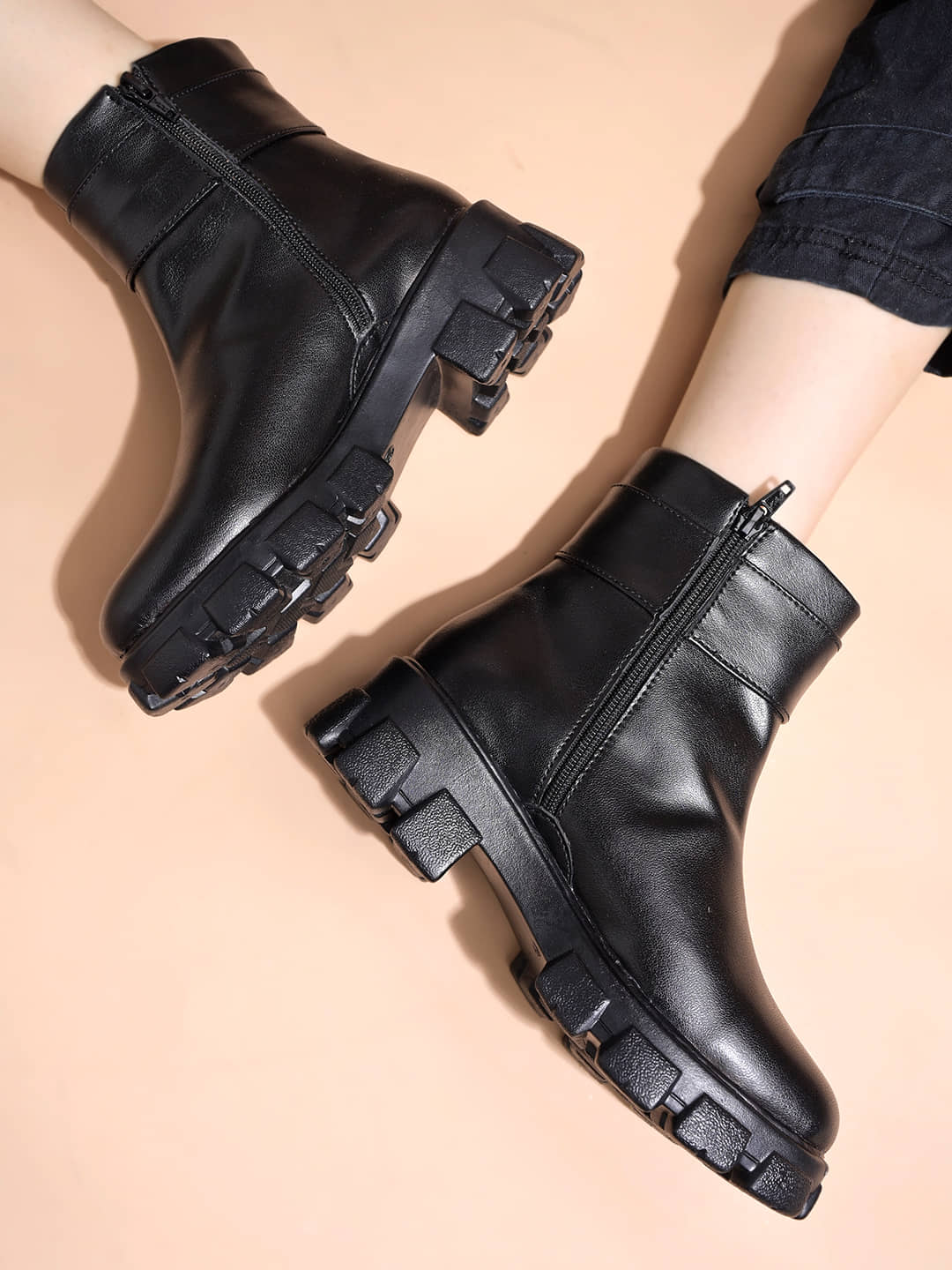Stylestry Black Women's Ankle Length Boots