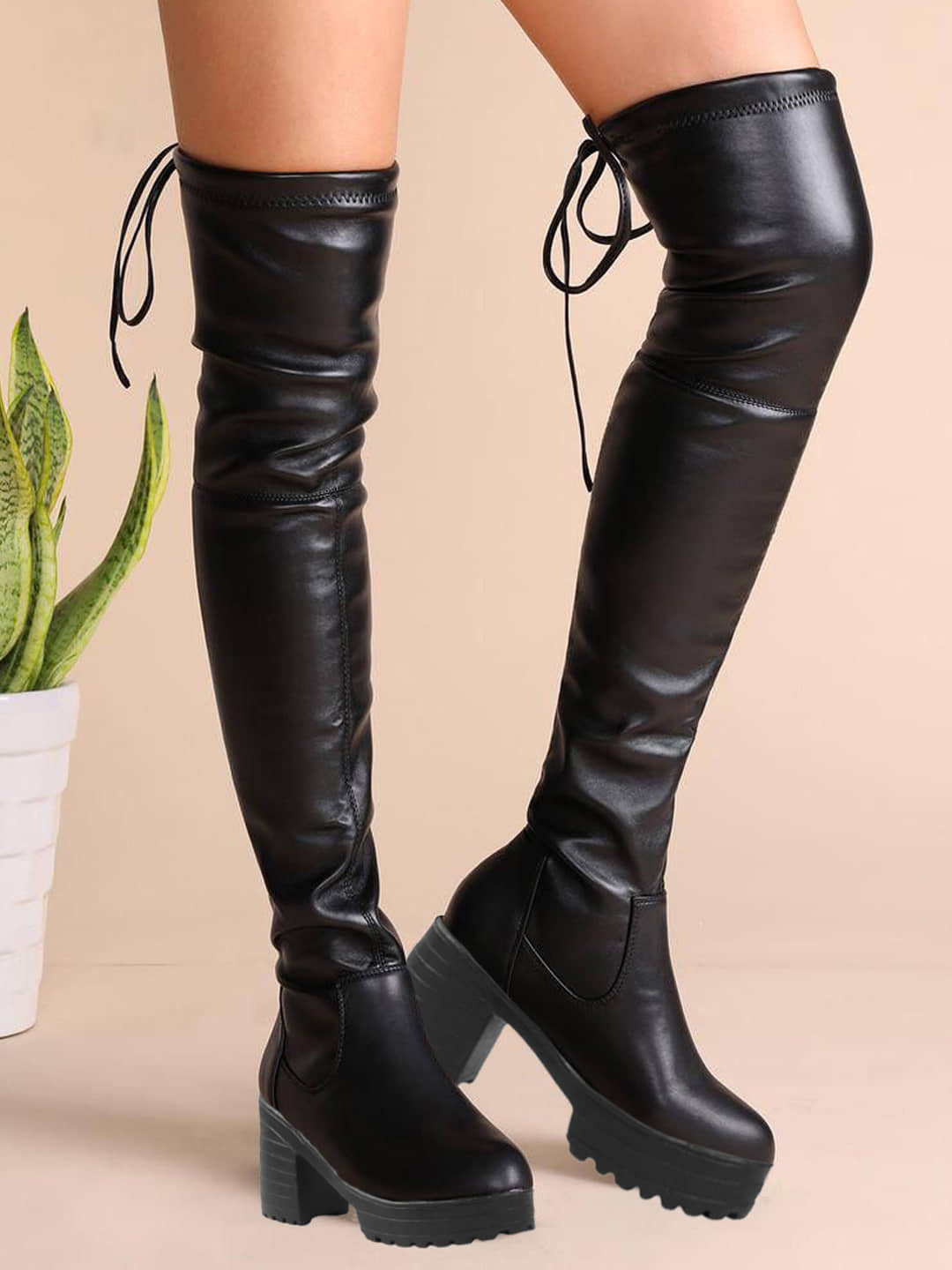 Stylestry Black Women's Knee Length Boots