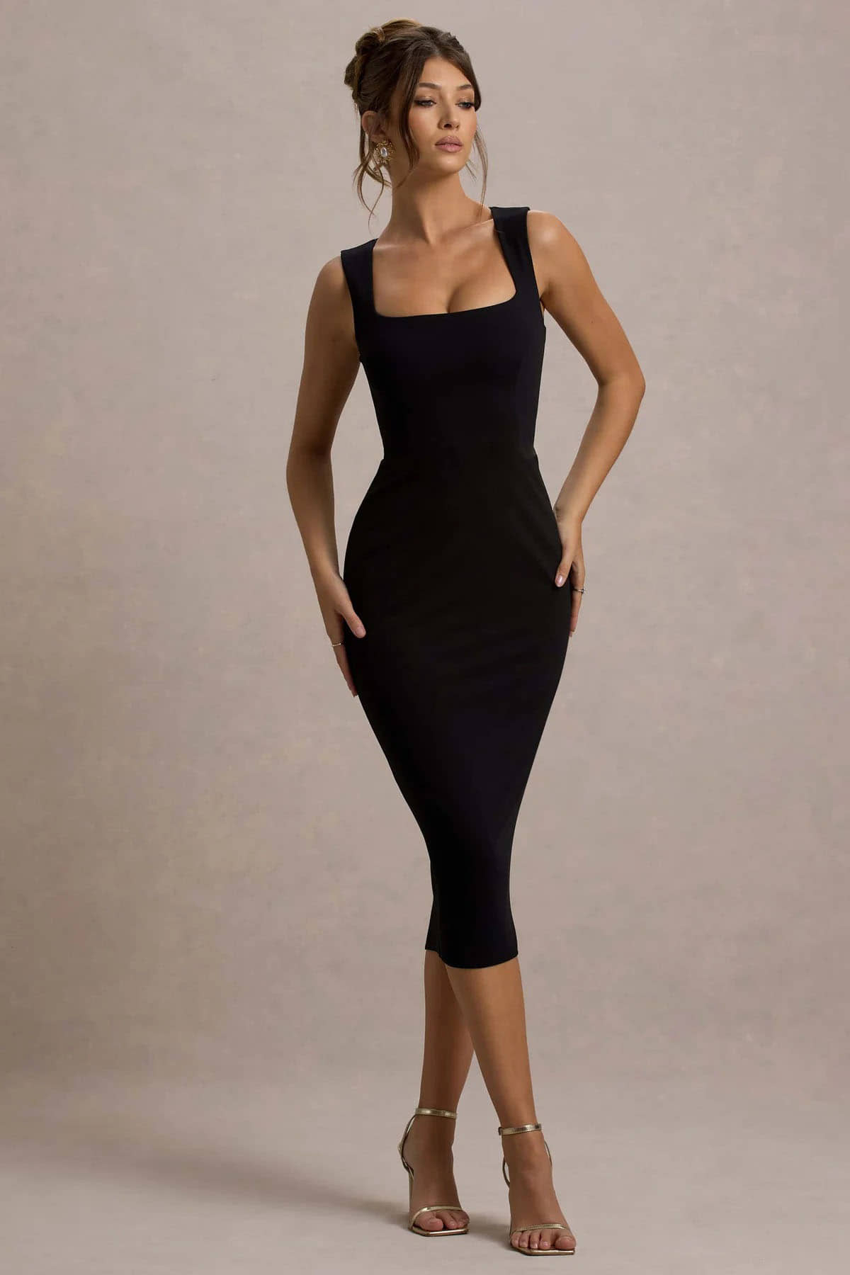 Traquila Women Lycra Solid Bodycon Dress ( Black )