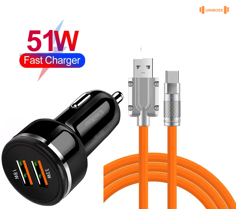 UniBoss Car Mobile Charger 51W Fast Chargeing Black UniBoss Car Mobile Charger 51W Fast Chargeing Black