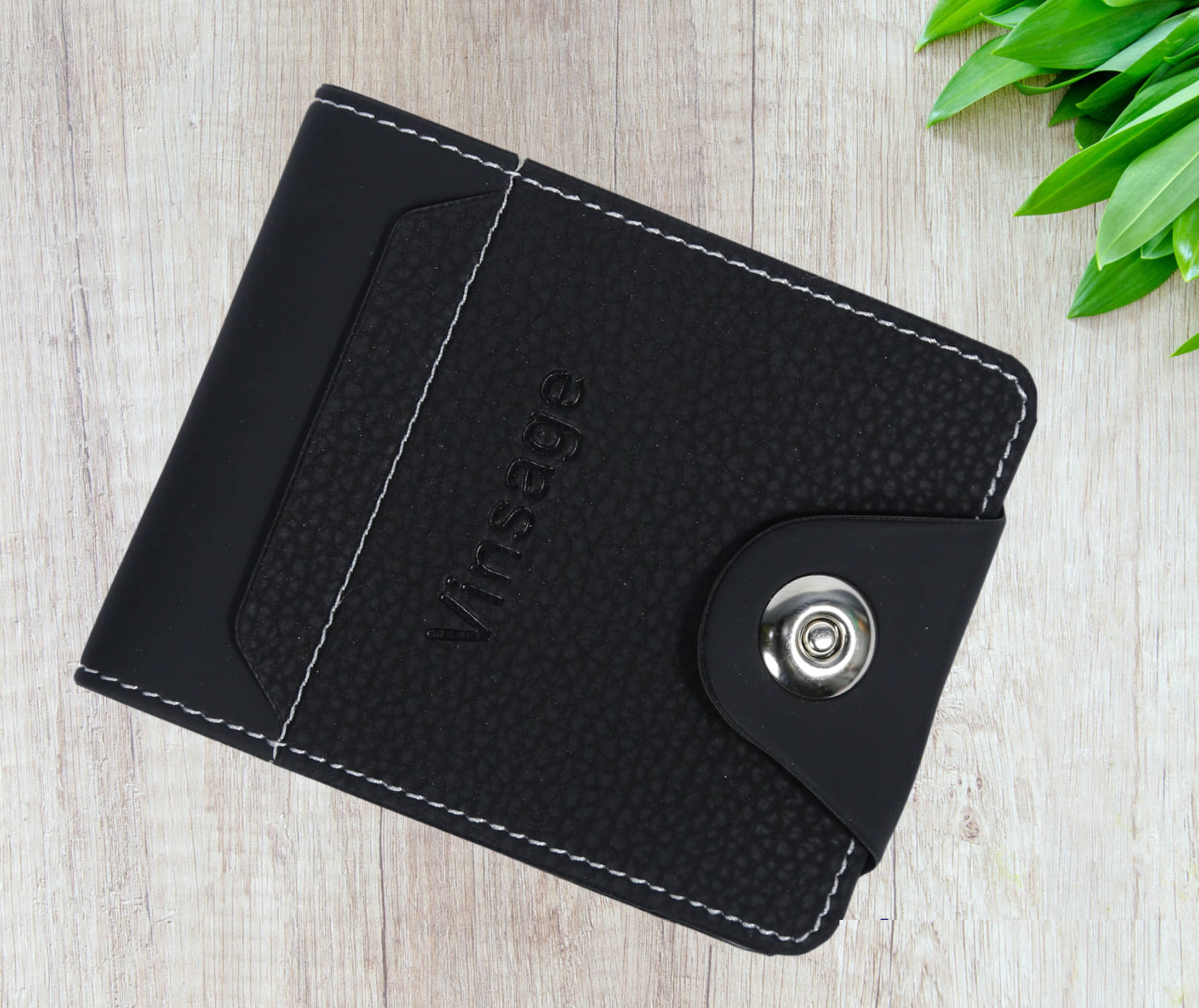     			VINSAGE Black PU Men's Anti-theft Wallet ( Pack of 1 )
