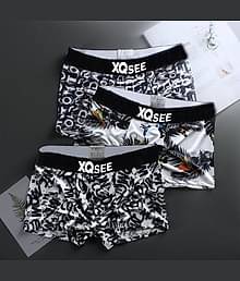 Xqsee Pack of 3 Nylon Trunks For Men's ( Black )