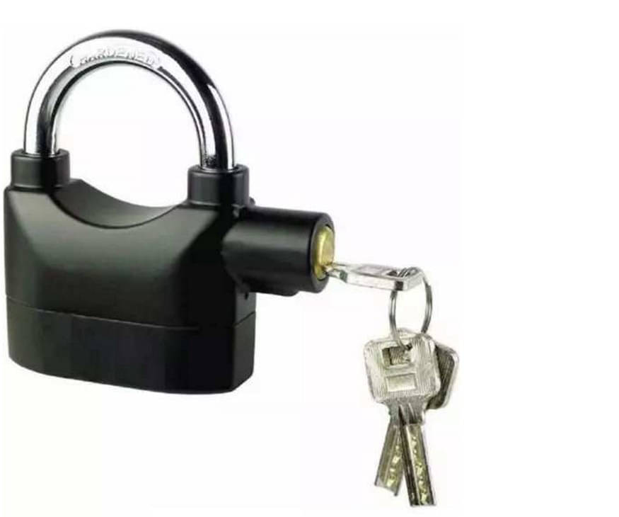 Alarm Security Lock With Motion Sensor And 3 Keys, Metallic Finish (Black) Alarm Security Lock With Motion Sensor And 3 Keys, Metallic Finish (Black)