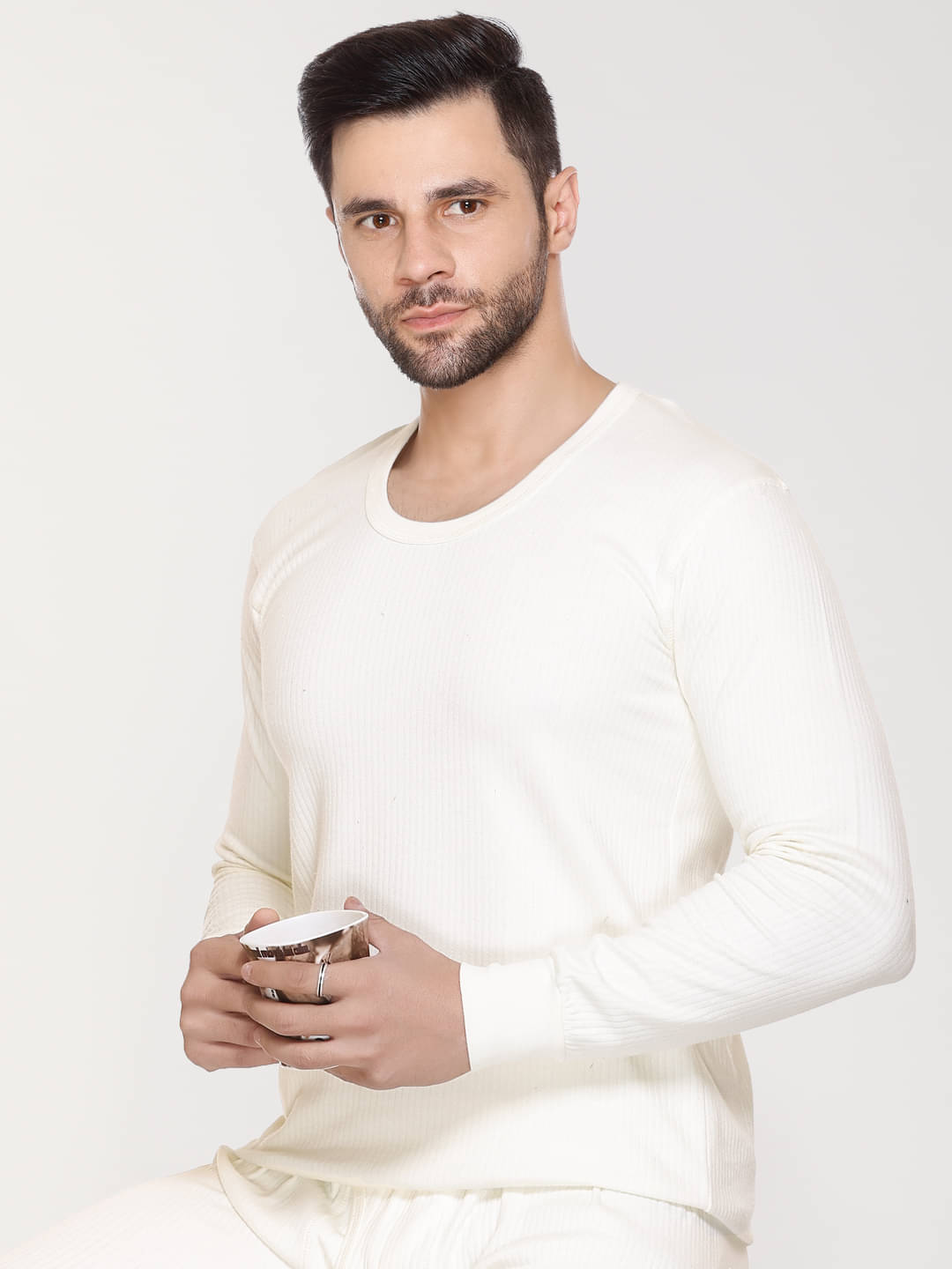     			Array Pack of 1 Cotton Blend Thermal Tops For Men's ( Off White )