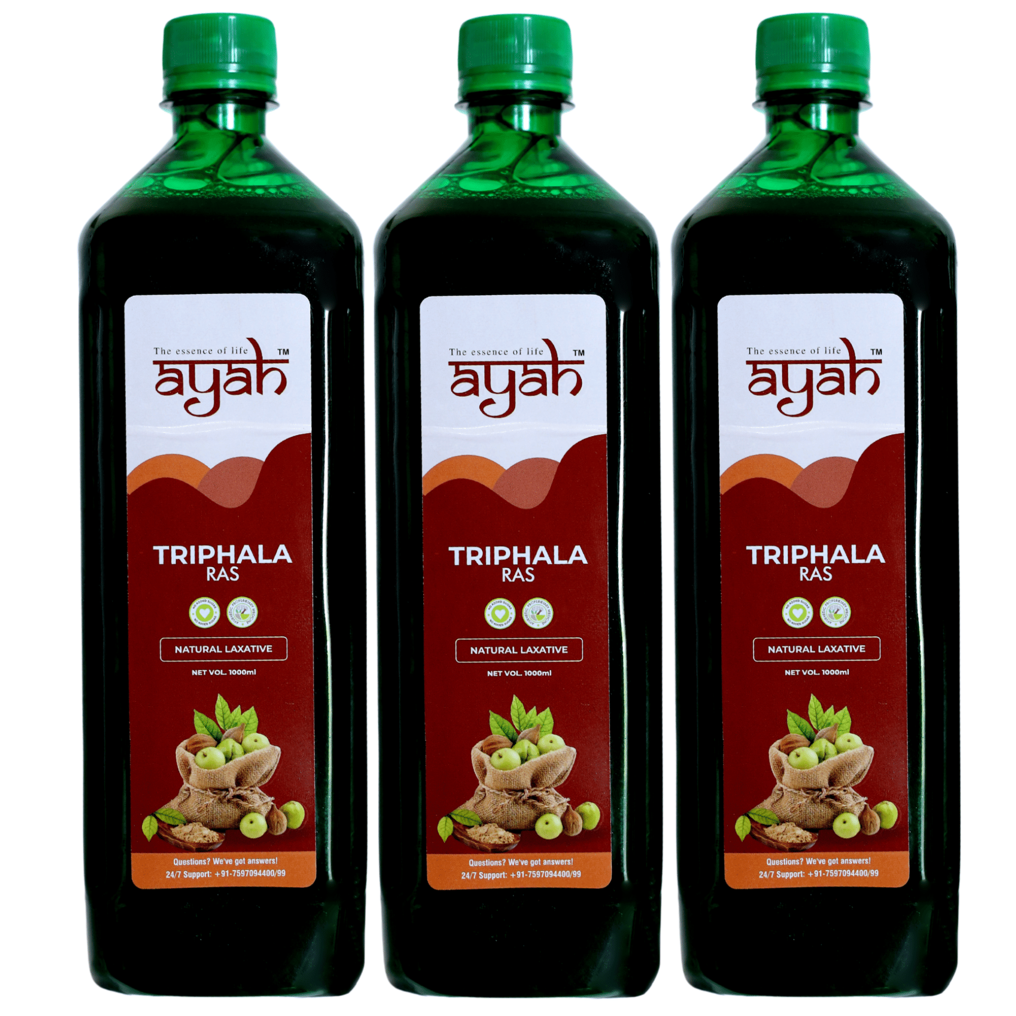 Ayah Triphala (Amla, Haritaki, Bibhitaki) Ras / Juice - Super Saver Pack of 3 Ayah Triphala (Amla, Haritaki, Bibhitaki) Ras / Juice - Super Saver Pack of 3