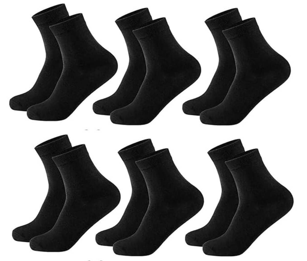     			BAYEMA Pack of 6 Men's Cotton Ankle Length Socks ( Black )
