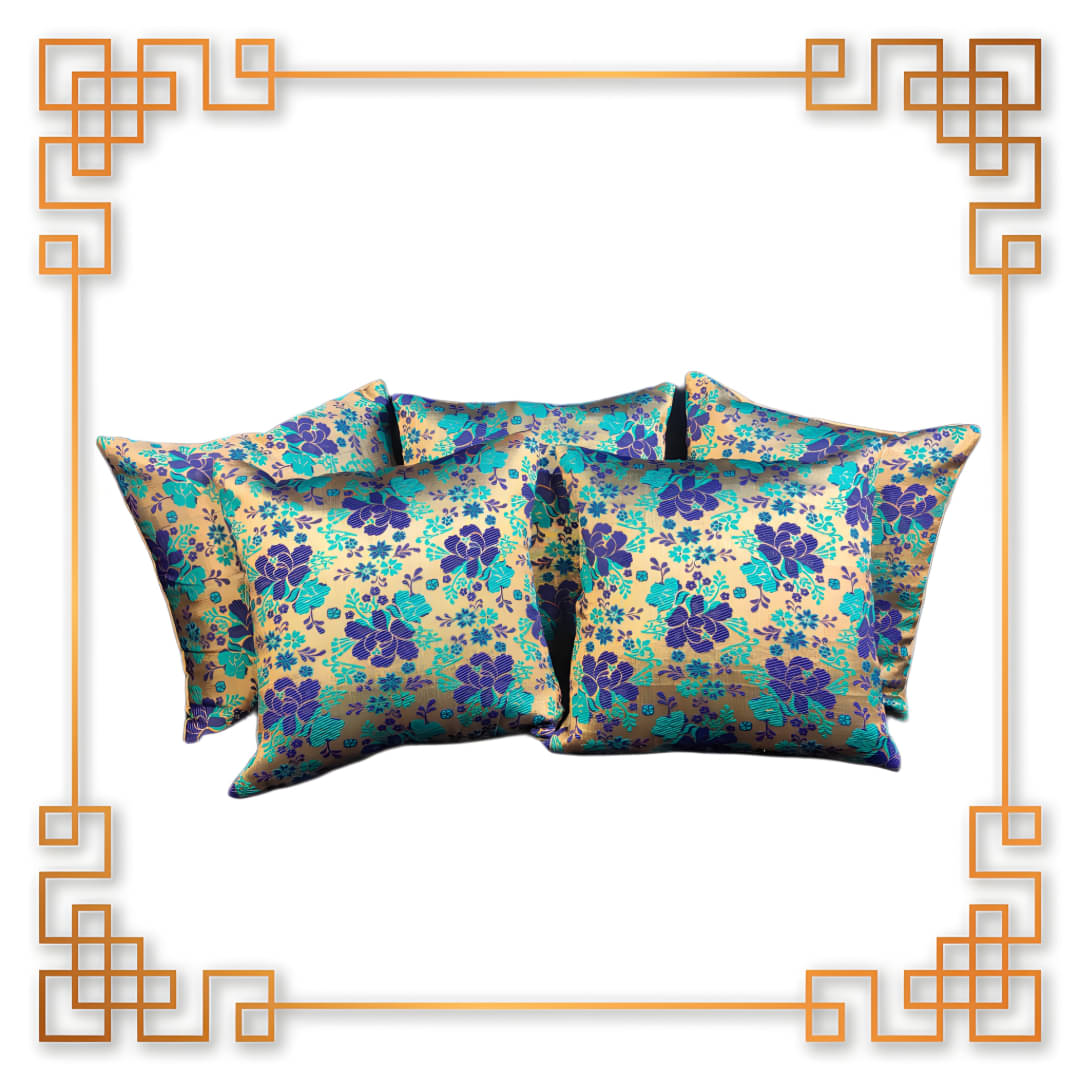BMAP Set of 5 Brocade Floral Square Cushion Cover (40X40)cm - Multicolor BMAP Set of 5 Brocade Floral Square Cushion Cover (40X40)cm - Multicolor