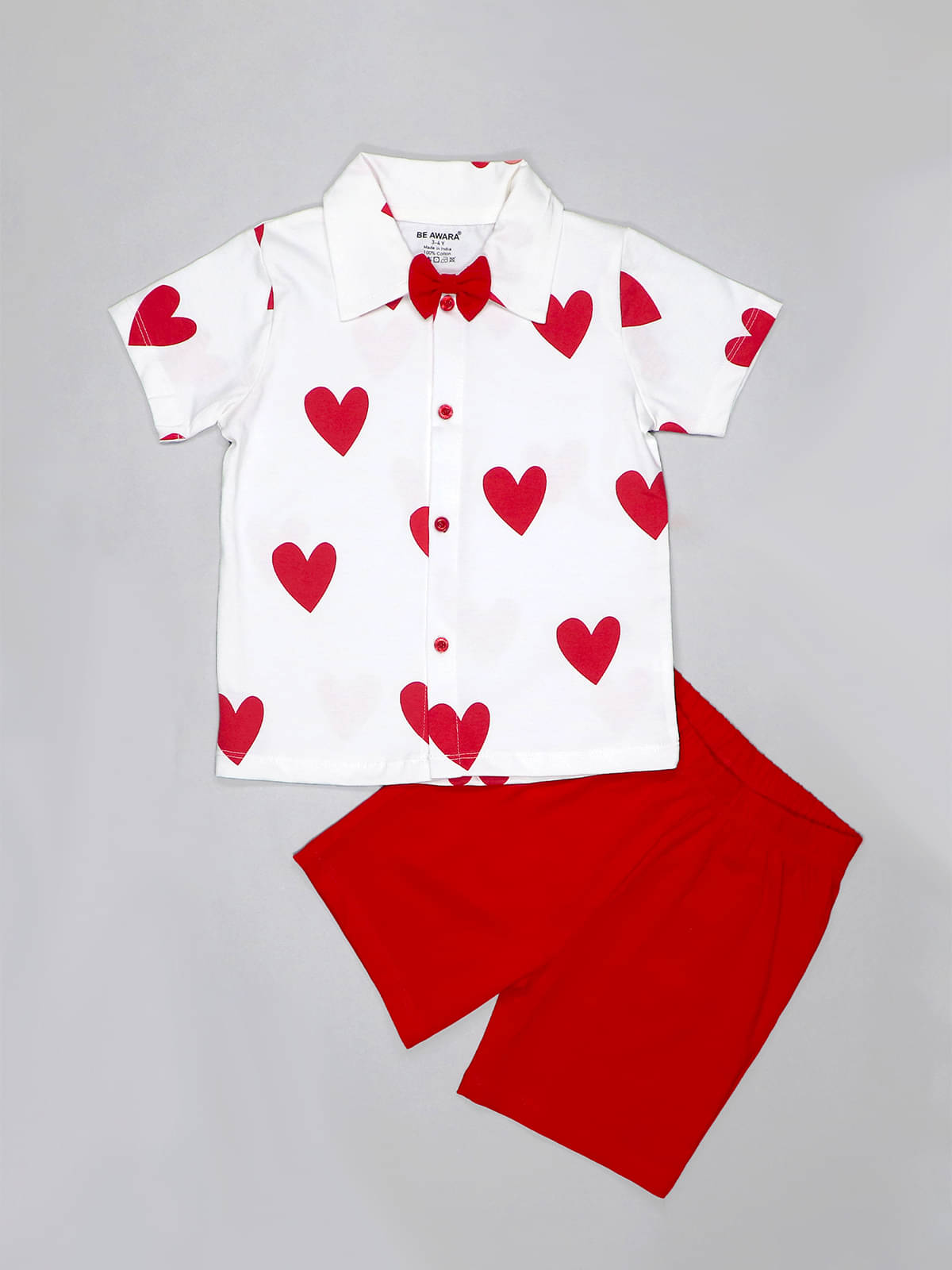     			Be Awara Pack of 1 Boys Cotton Shirt & Shorts Set ( White )