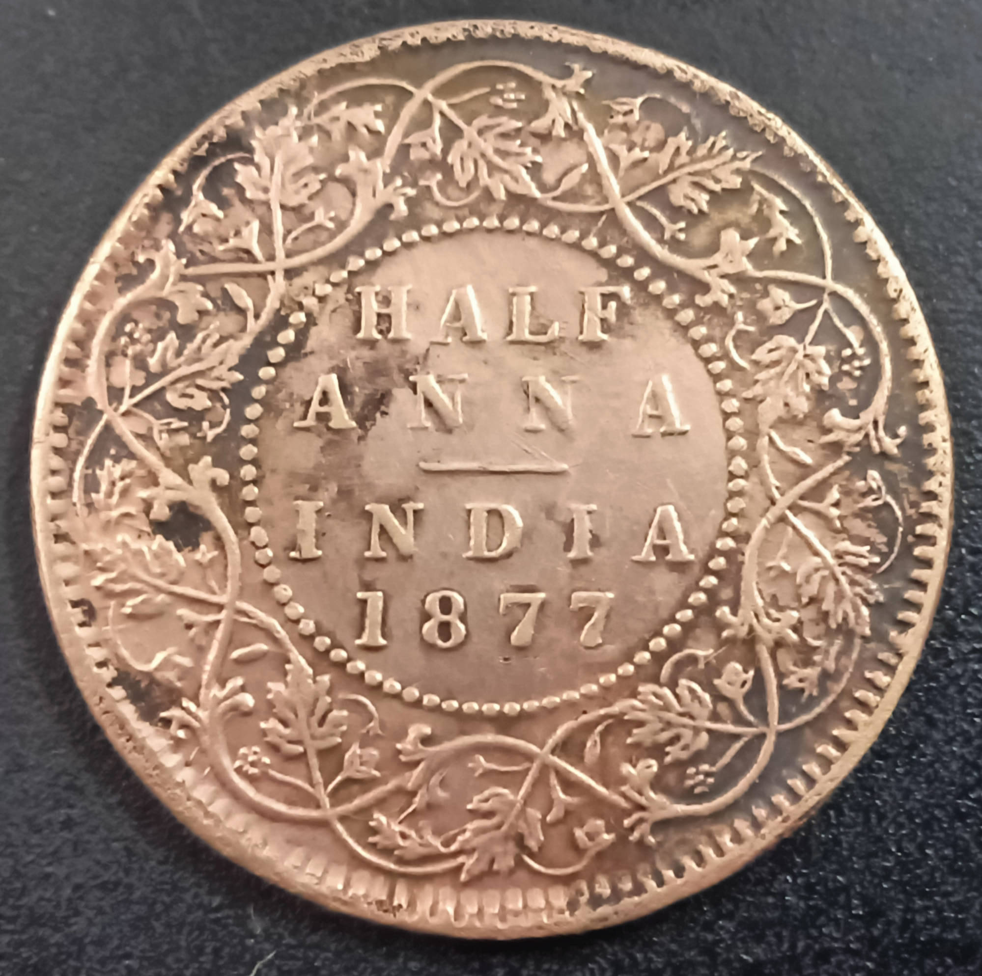 British India Victoria Empress Rare 1877 Half Anna Copper Coin British India Victoria Empress Rare 1877 Half Anna Copper Coin