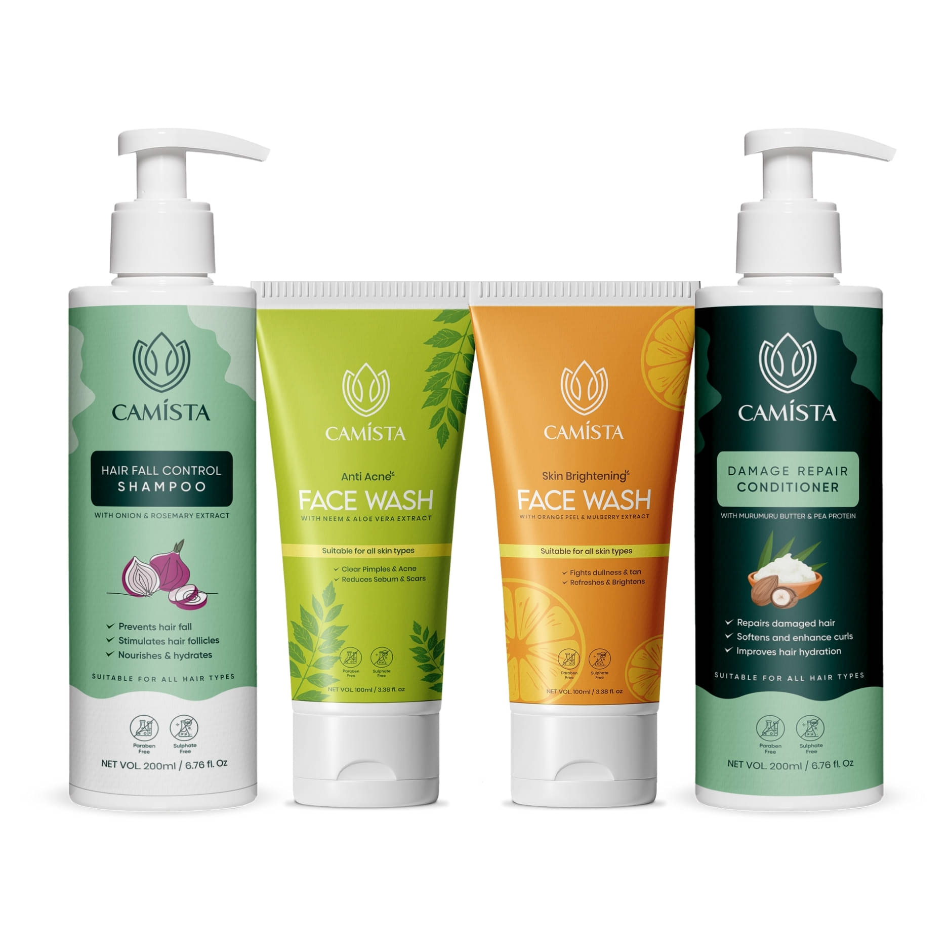     			CAMISTA Family Pack of 1 Shampoo, 2 Face Wash & 1 Conditioner ,600ml