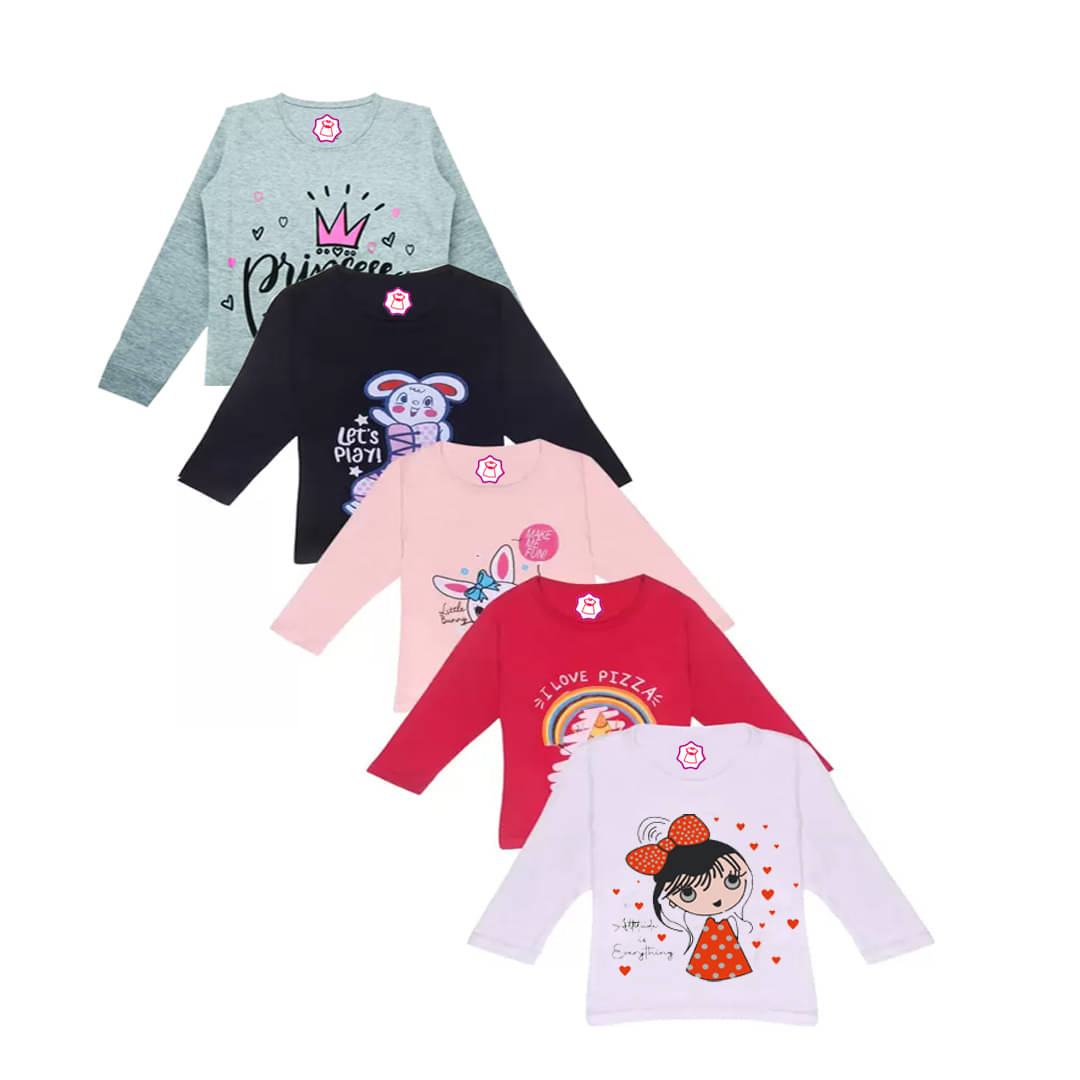CRT Enterprises Pack of 5 Baby Girls Cotton Blend T-Shirt ( Multicolor ) CRT Enterprises Pack of 5 Baby Girls Cotton Blend T-Shirt ( Multicolor )