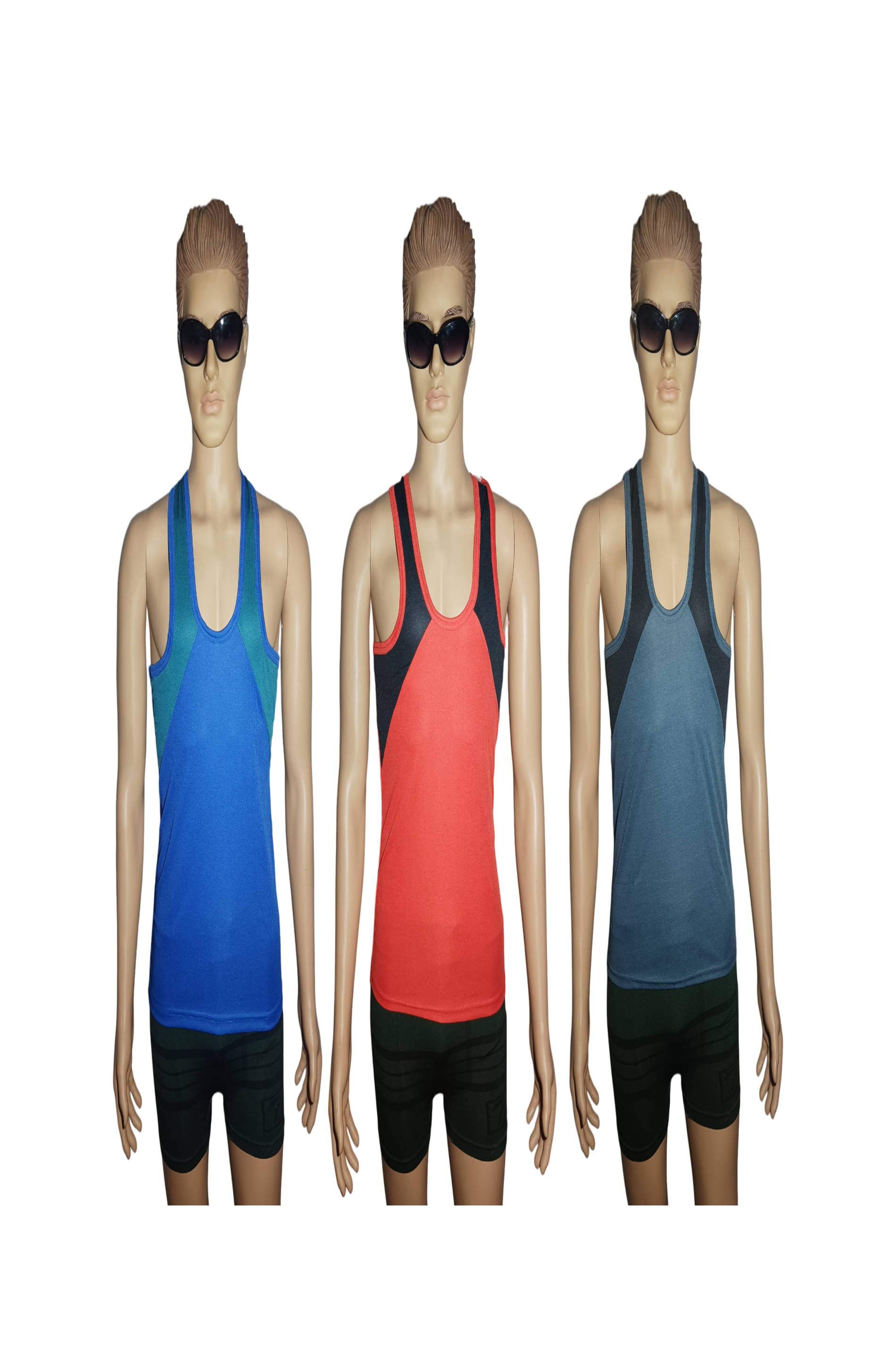     			D1 DIFFERENT ONE Pack of 3 Nylon Gym Vest For Men ( Multicolor )