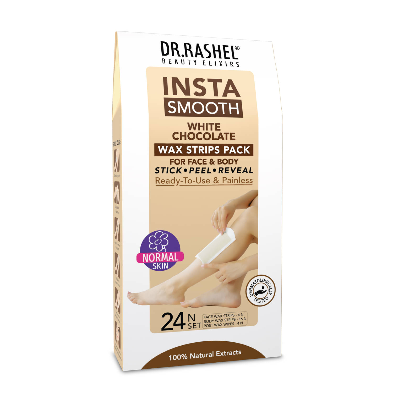     			DR.RASHEL Insta Smooth White Chocolate Wax Strips for Face and Body for Men and Women (24 Strips)