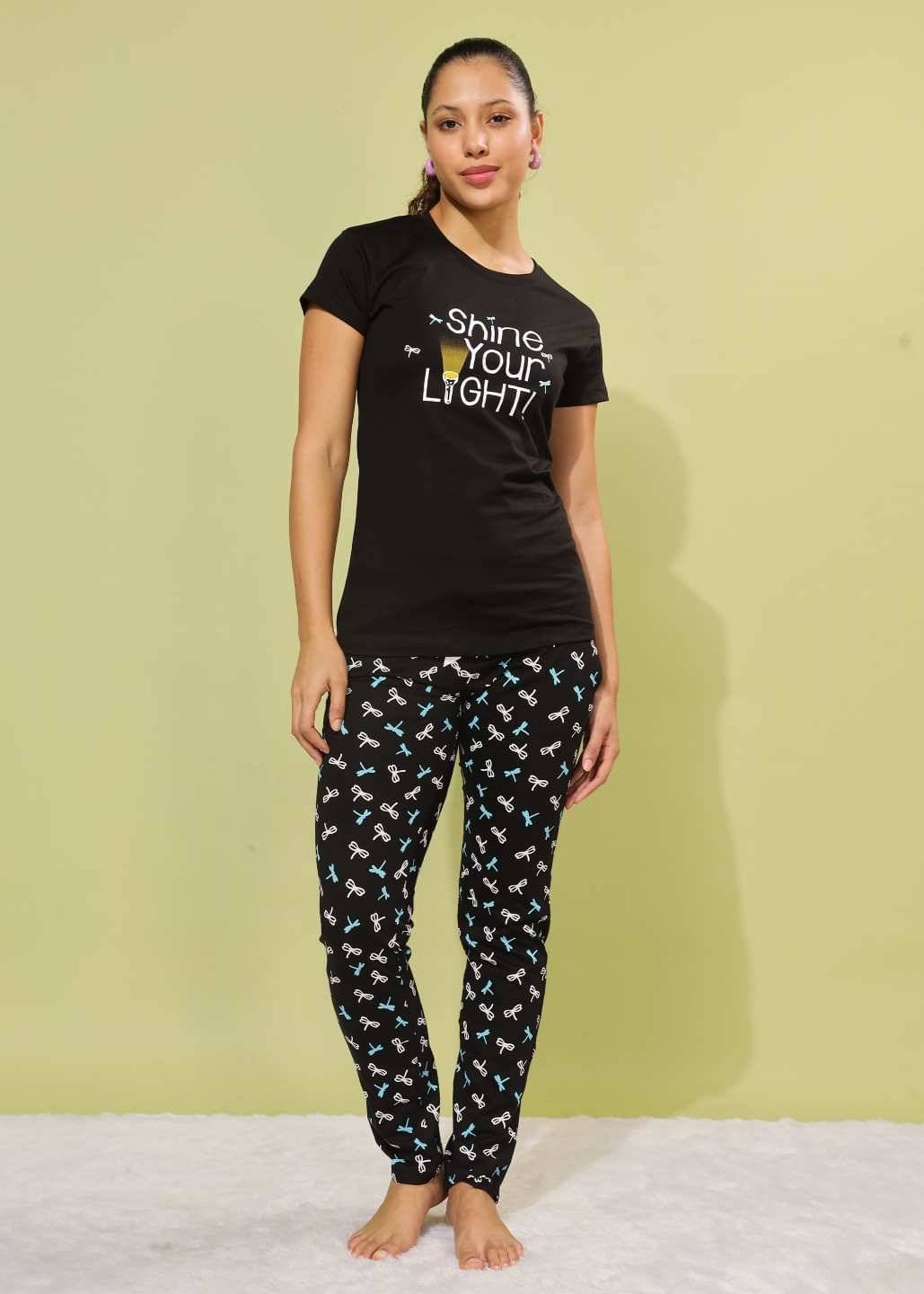     			Dollar Missy Black Cotton Blend Women's Nightwear Nightsuit Sets ( Pack of 1 )