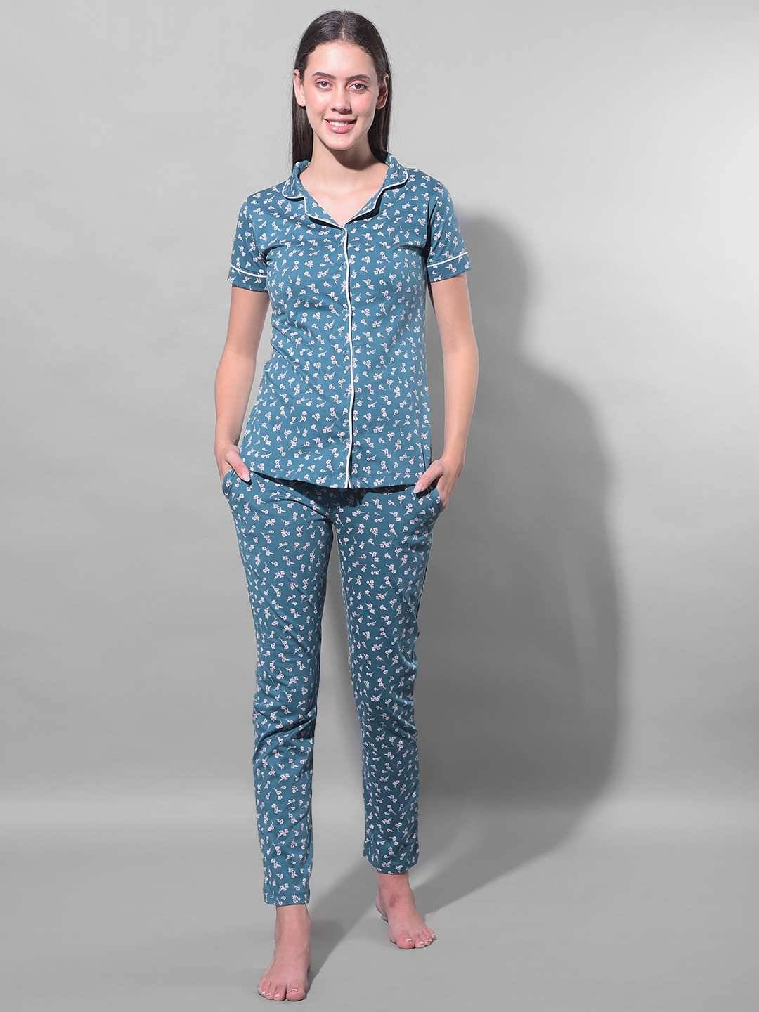 Dollar Missy Green Cotton Blend Women's Nightwear Nightsuit Sets ( Pack of 1 ) Dollar Missy Green Cotton Blend Women's Nightwear Nightsuit Sets ( Pack of 1 )