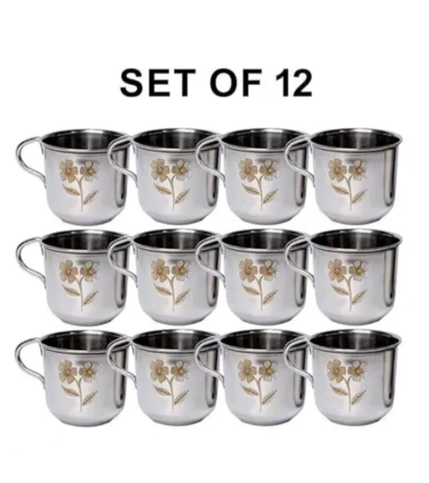 FROTOOL TEA CUP SET Steel Laser Printed Serving Bowl 4 cm ( Set of 1 ) Silver     			FROTOOL TEA CUP SET Steel Laser Printed Serving Bowl 4 cm ( Set of 1 ) Silver