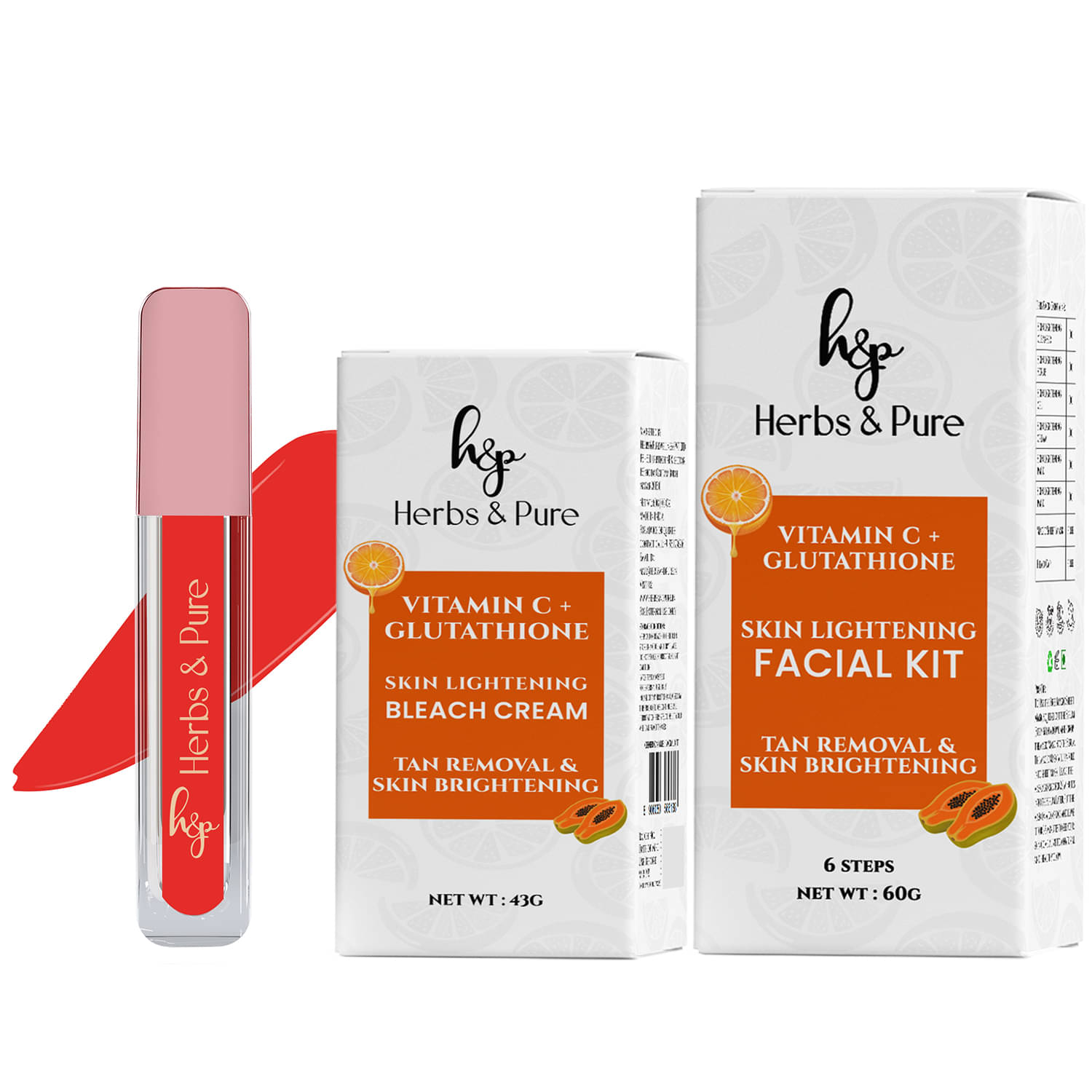 Herbs and Pure Vitamin C Bleach Cream, Facial Kit & long lasting lipstick-Rebel Ruby, Set of 3,109g) Herbs and Pure Vitamin C Bleach Cream, Facial Kit & long lasting lipstick-Rebel Ruby, Set of 3,109g)