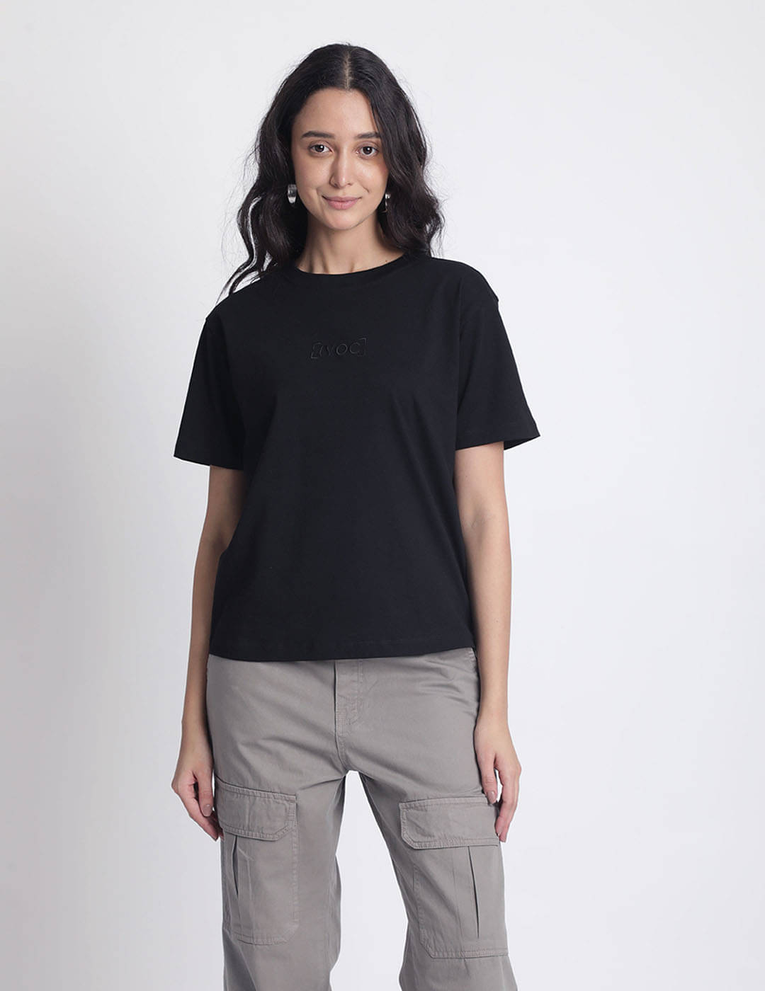 IVOC Women Cotton Solid Regular Fit Round Neck T-Shirt ( Black ) IVOC Women Cotton Solid Regular Fit Round Neck T-Shirt ( Black )
