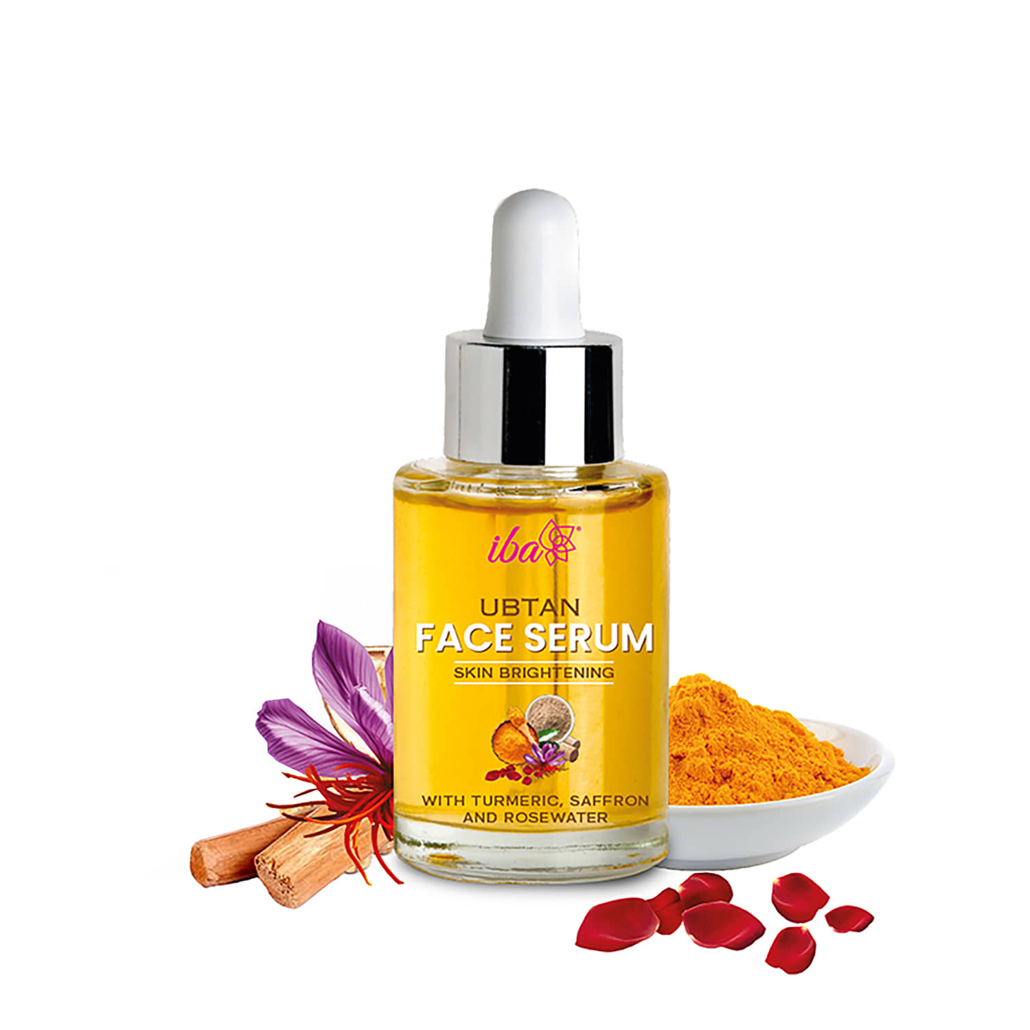 Iba Ubtan Face Serum, 30ml with Turmeric, Saffron & Rosewater for Skin Brightening, (Pack of 1)