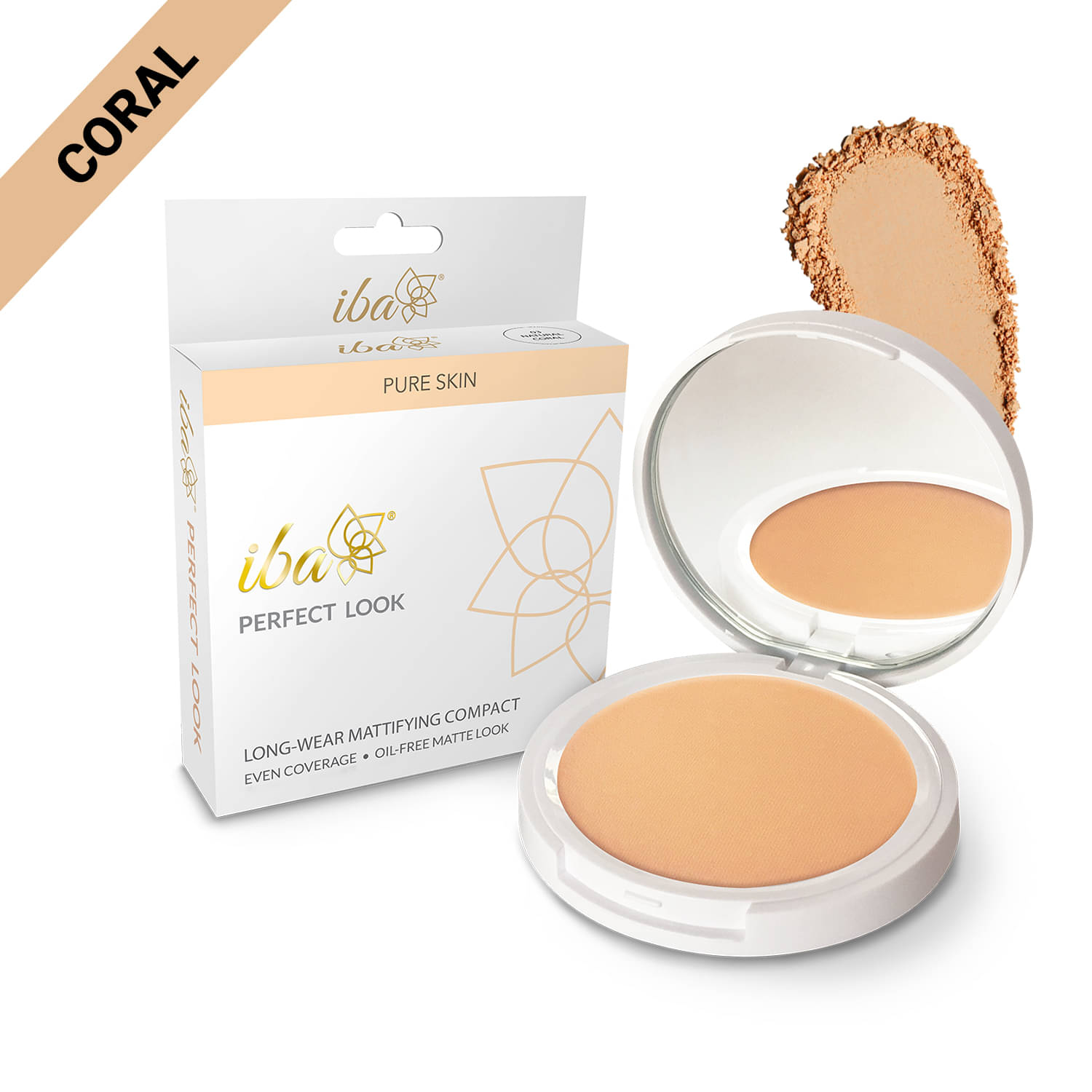     			Iba Perfect Look Long Wear Mattifying Compact, Natural Coral,9g , Oil Free Fresh Look , Matte Finish, (Pack of 1)