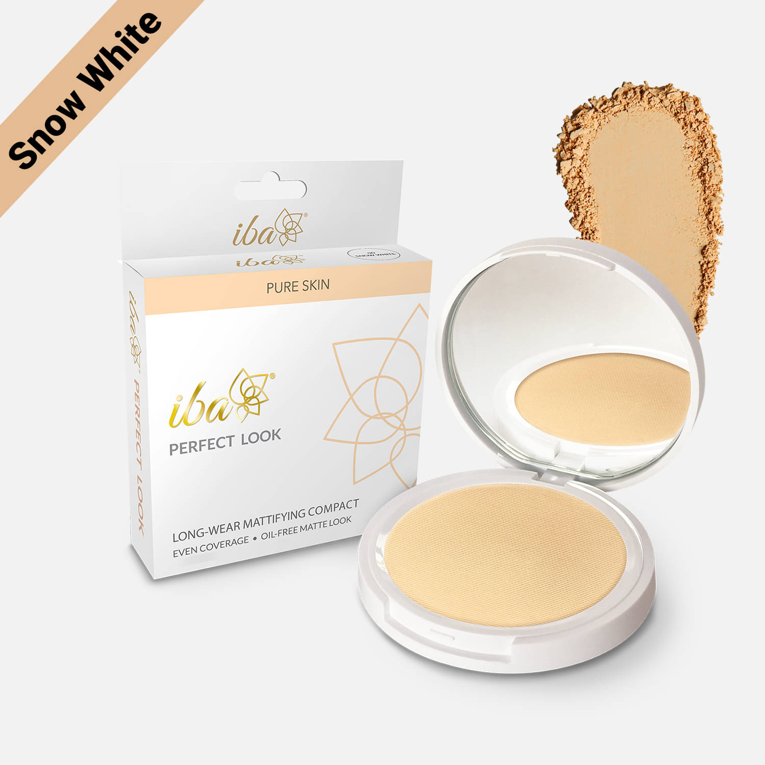     			Iba Perfect Look Long Wear Mattifying Compact, Snow White, 9g , Oil Free Fresh Look Matte Finish, (Pack of 1)