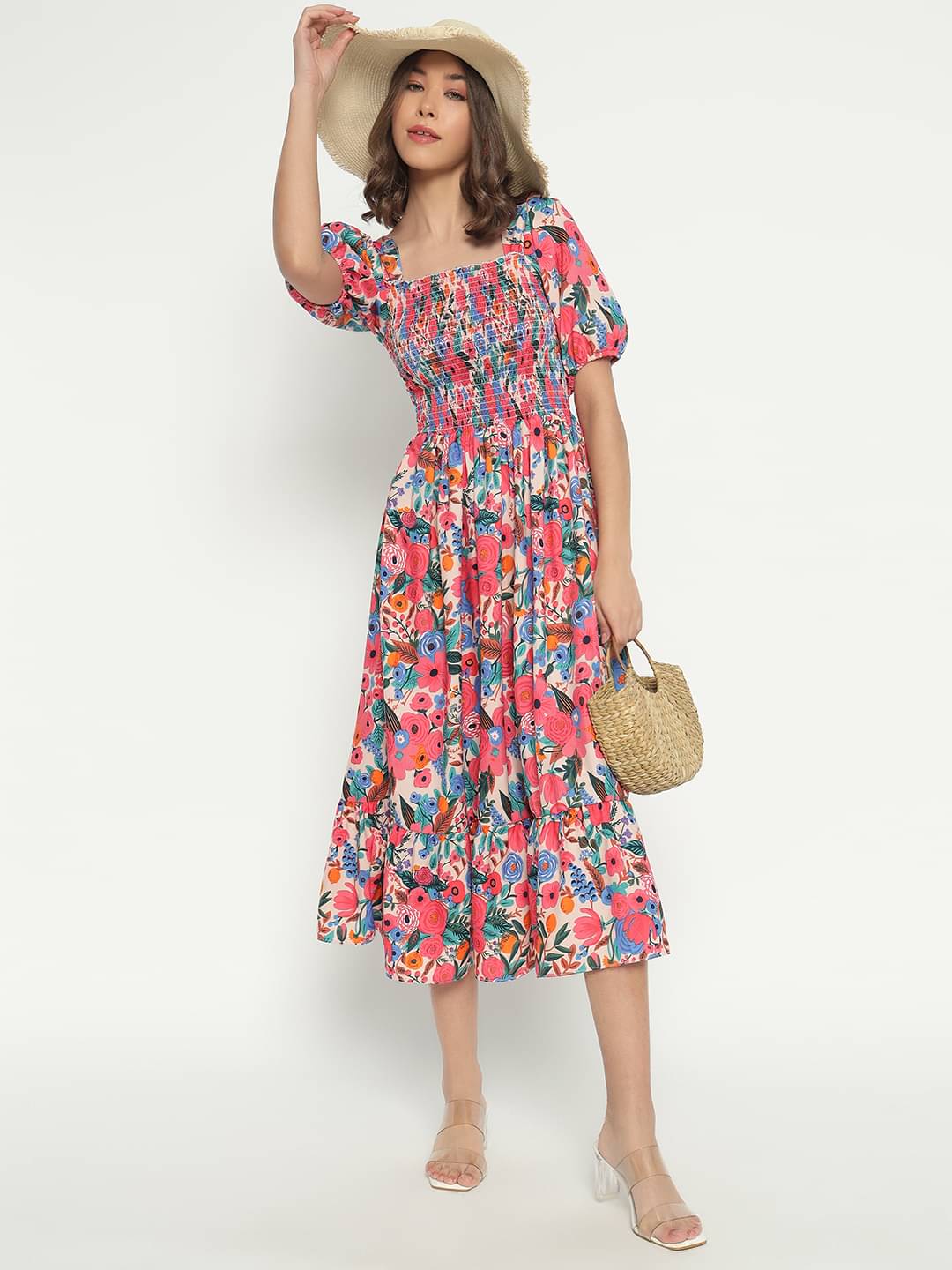JASH CREATION Polyester Printed Knee Length Women's Fit & Flare Dress - Blue ( Pack of 1 ) JASH CREATION Polyester Printed Knee Length Women's Fit & Flare Dress - Blue ( Pack of 1 )