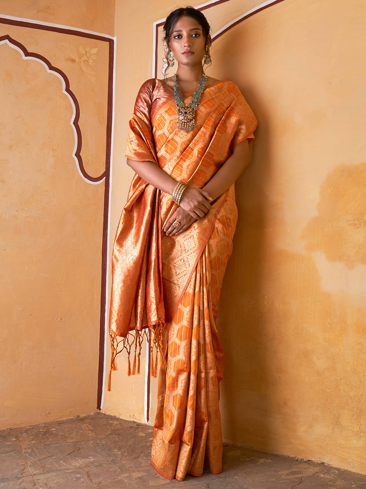 Janasya Art Silk Embellished Saree With Unstitched Blouse Piece ( Yellow ) Janasya Art Silk Embellished Saree With Unstitched Blouse Piece ( Yellow )