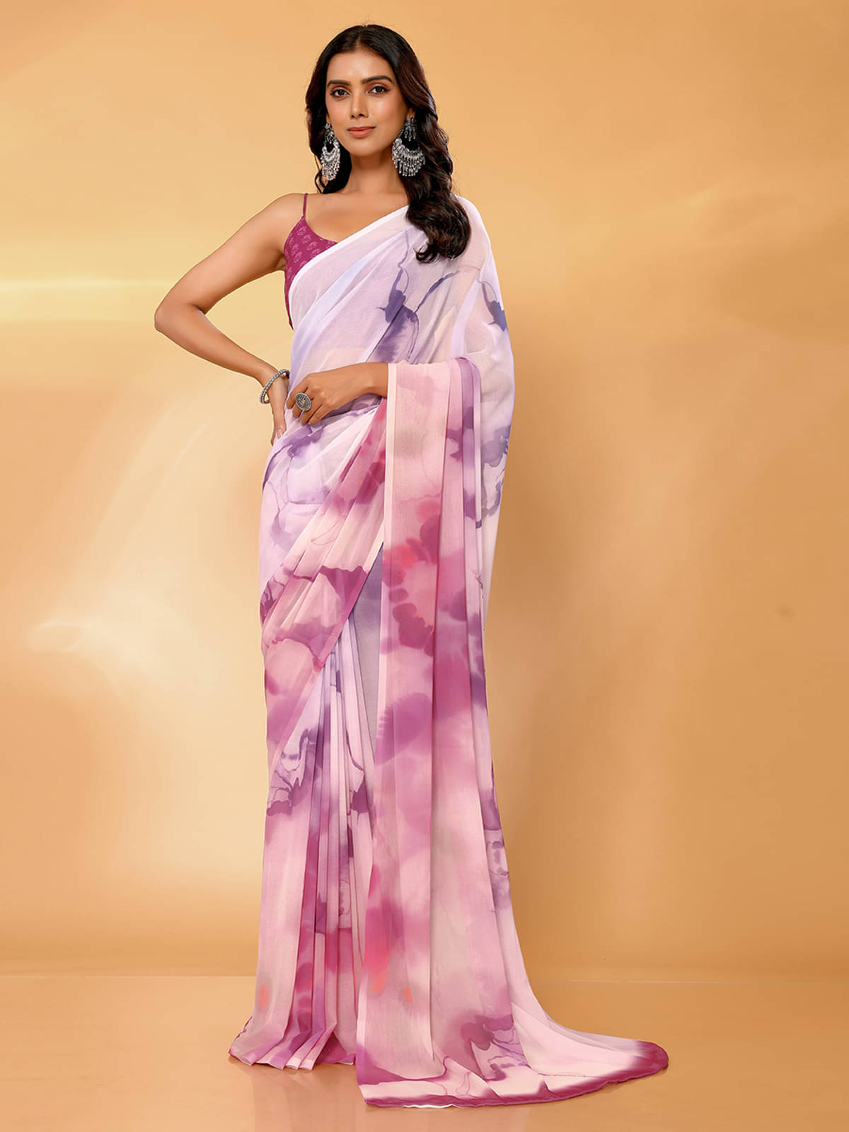 Janasya Georgette Dyed Saree With Unstitched Blouse Piece ( Multicolor1 ) Janasya Georgette Dyed Saree With Unstitched Blouse Piece ( Multicolor1 )