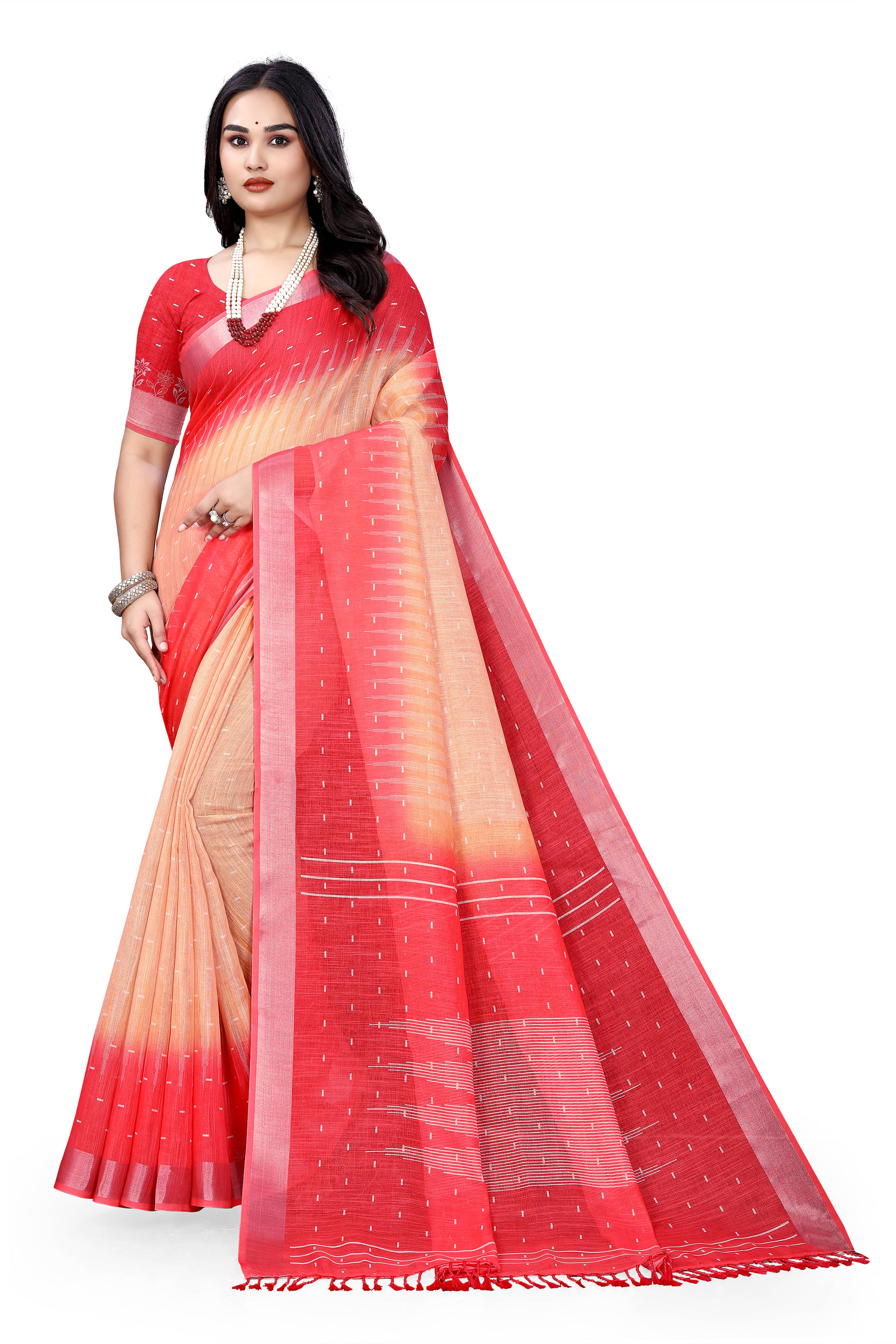 Kalpana Creation Linen Printed Saree With Unstitched Blouse Piece ( Cream ) Kalpana Creation Linen Printed Saree With Unstitched Blouse Piece ( Cream )